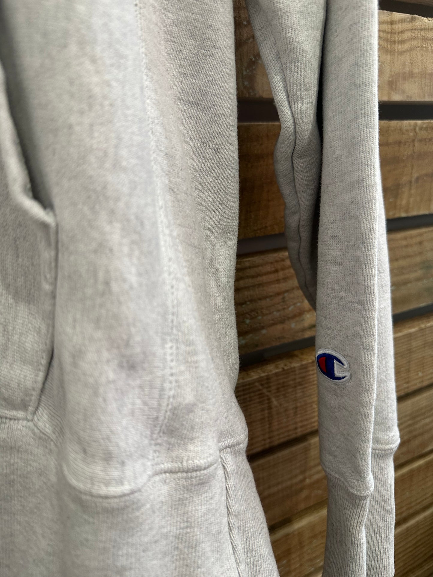 Vintage 90s Champion Reverse Weave Lady Railers Softball hoodie/ hooded sweater. USA/ American. Grey Size Large