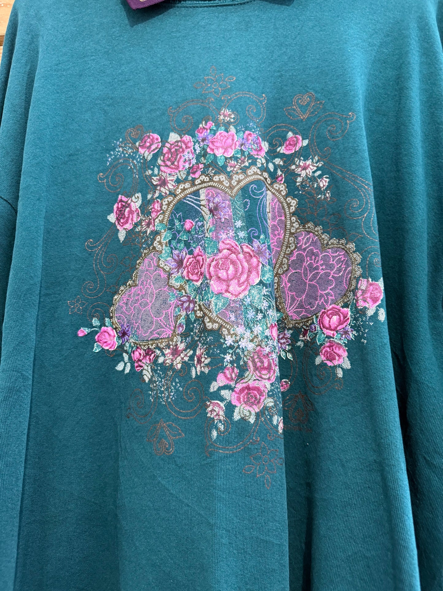 Vintage 90s American cottage core floral sweater/ sweatshirt. USA. Size XL.