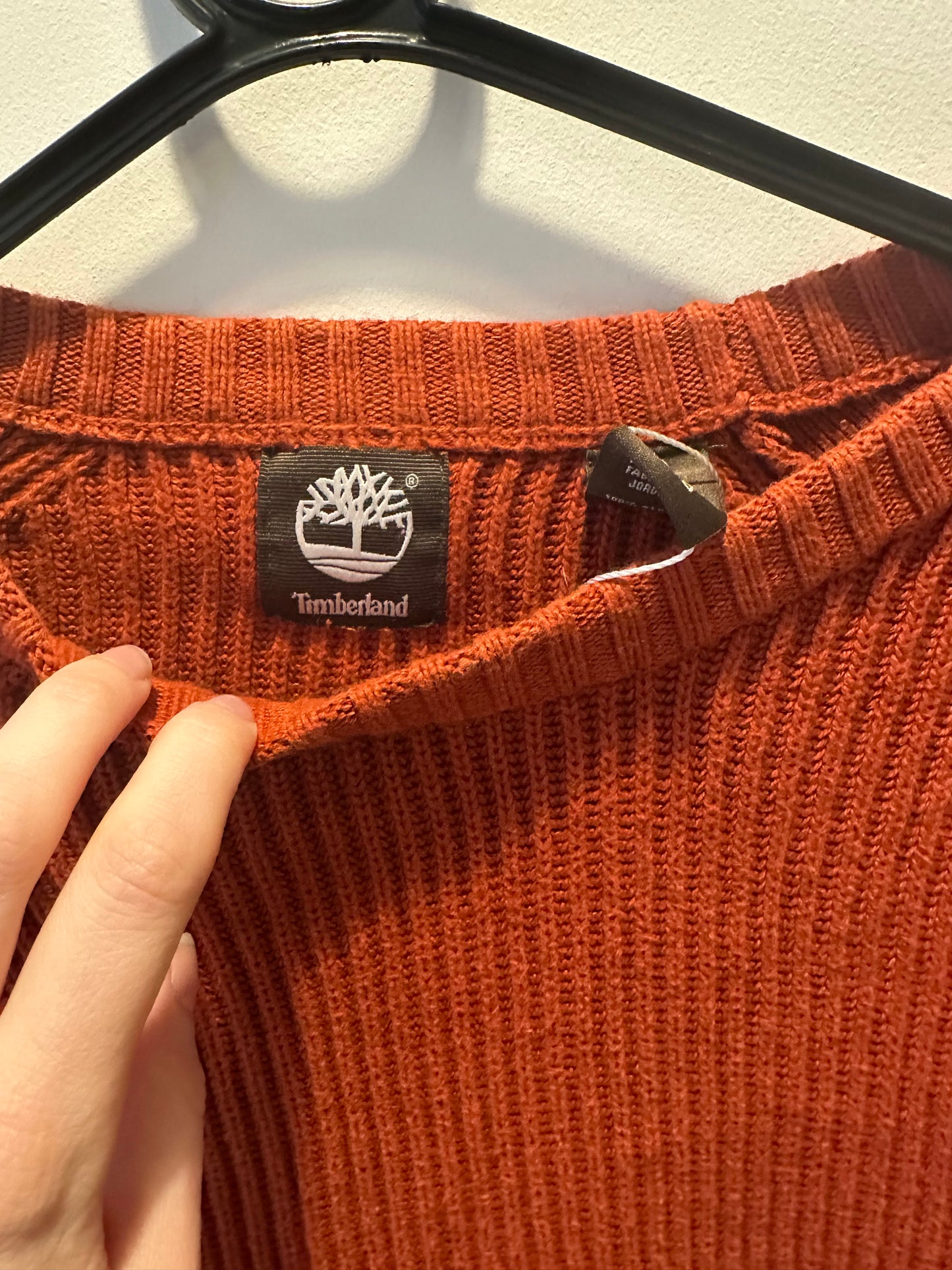 Vintage 90s Timberland cable knit orange jumper. Size large.