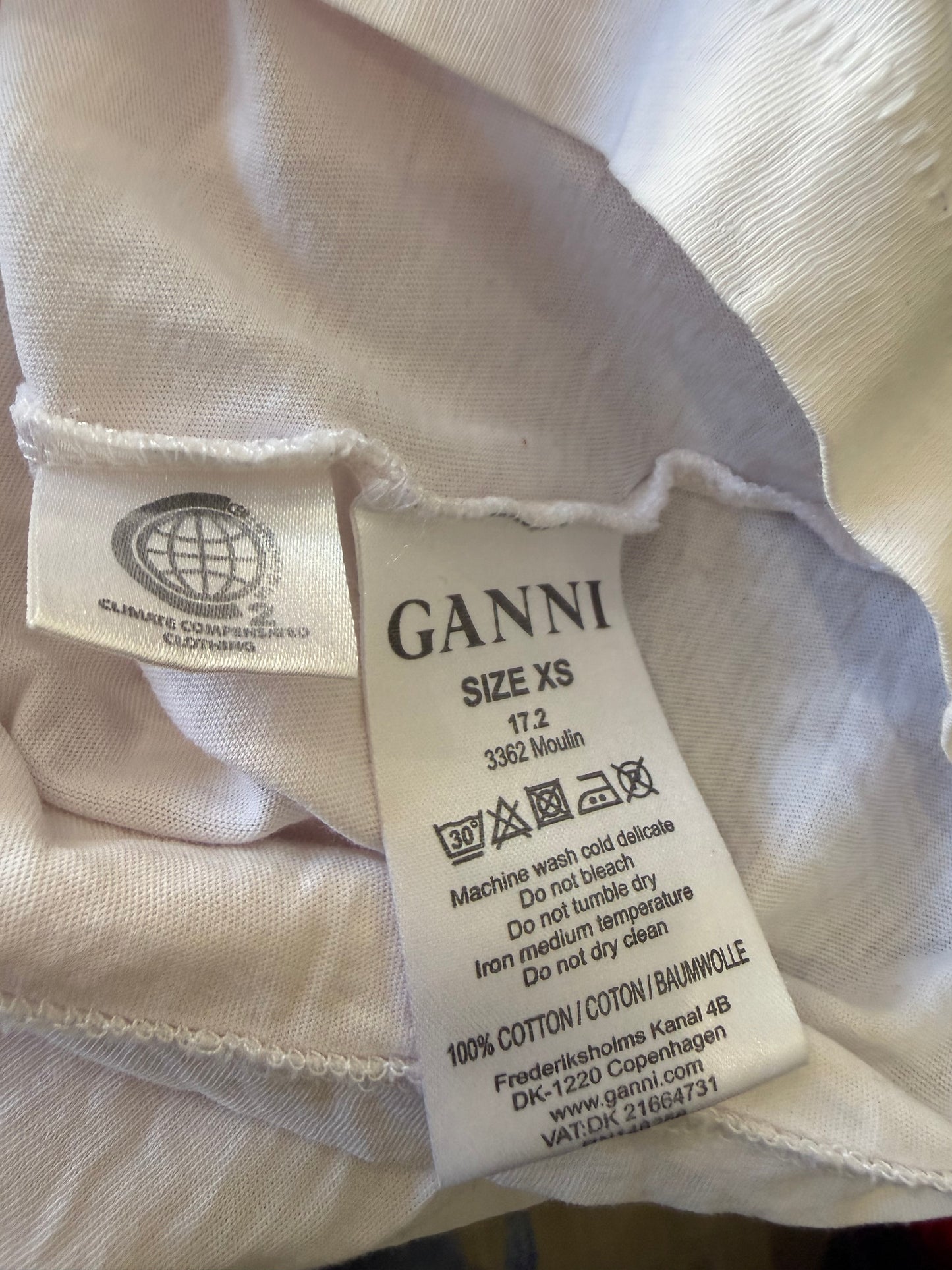 Ganni Croissant mon amour embroidered motif print T-shirt. Size XS.