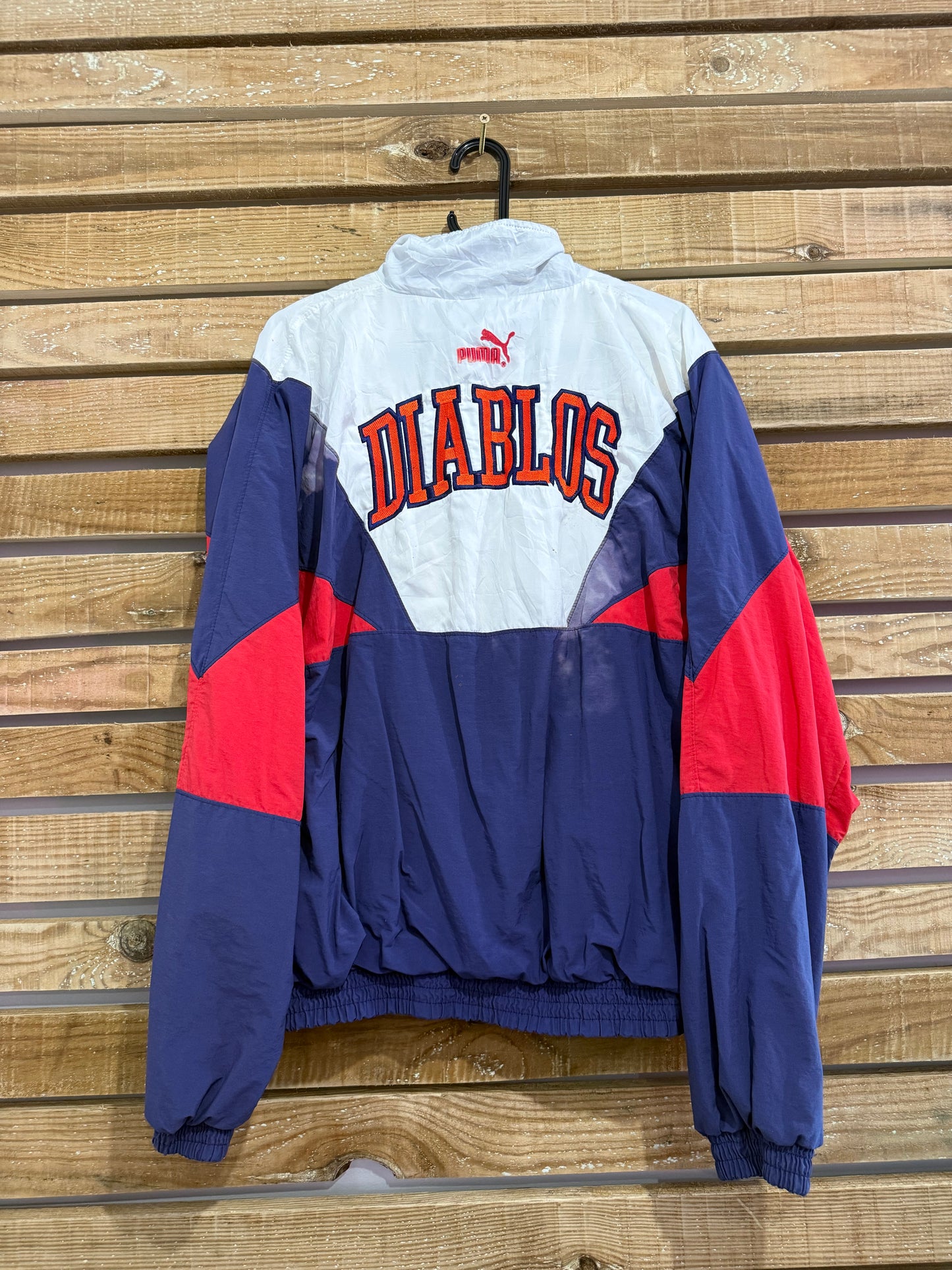 Vintage 90s Puma Diablos zip up windbreaker/ shell track jacket. Size Large. Festival.