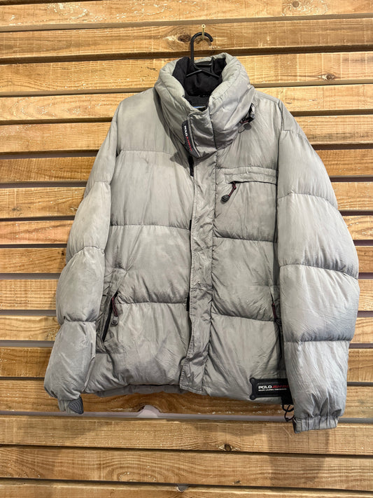 Vintage 90s Ralph Lauren Down Puffer. Waterproof Outdoors Jacket. Grey. Size Large.
