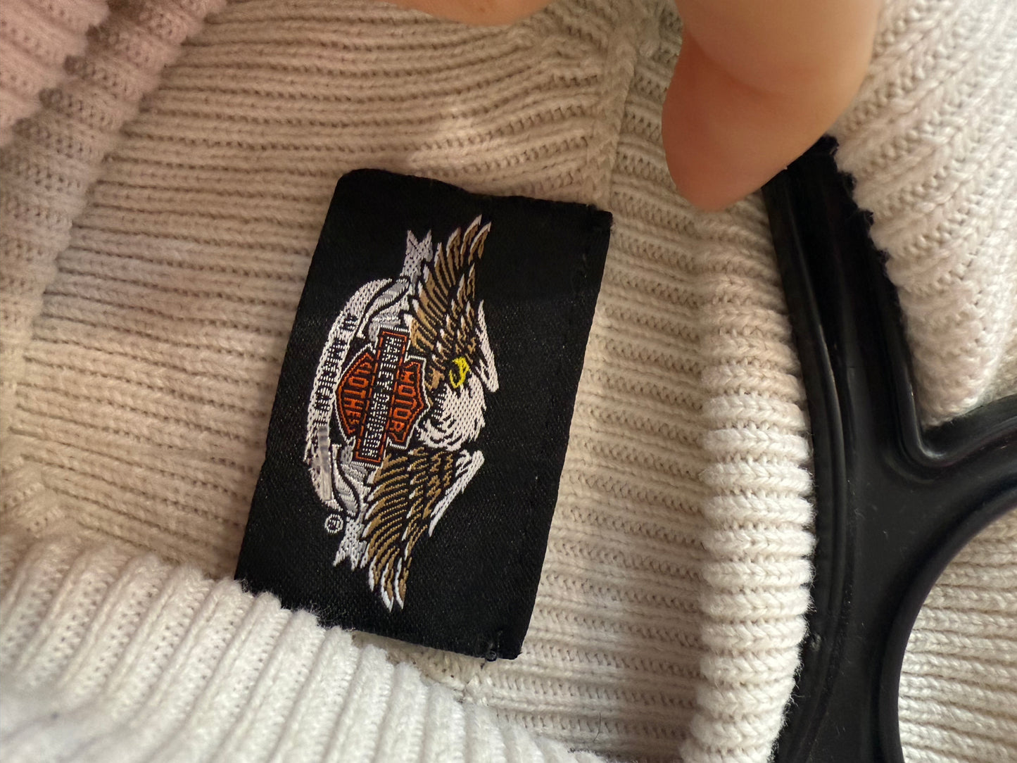 Vintage Y2K Harley Davidson roll neck/ turtle neck logo jumper. Size Medium.