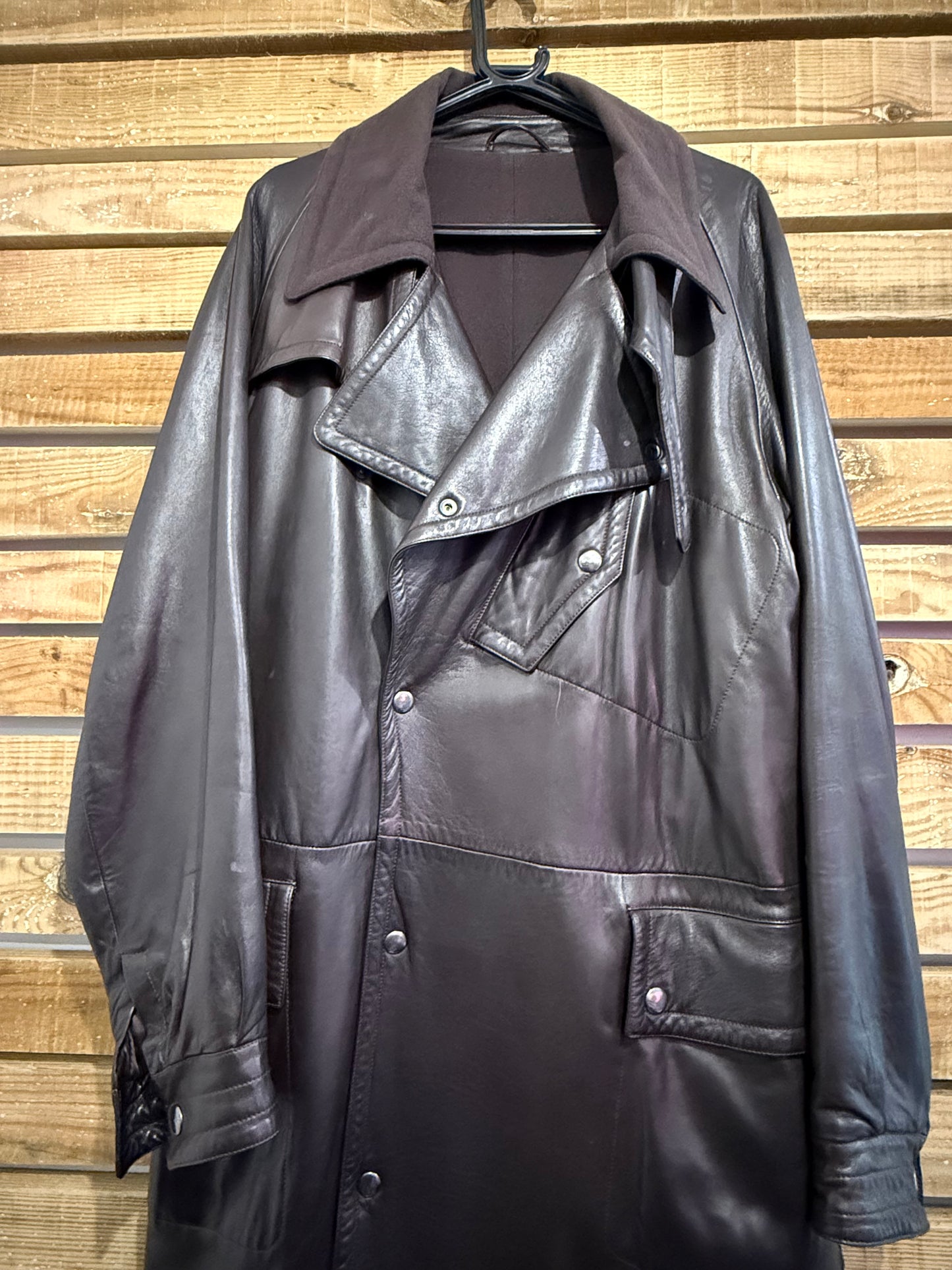 Vintage Y2K RARE Ralph Lauren purple label lambskin leather jacket. Trench/ mac. Brown. Size Medium.