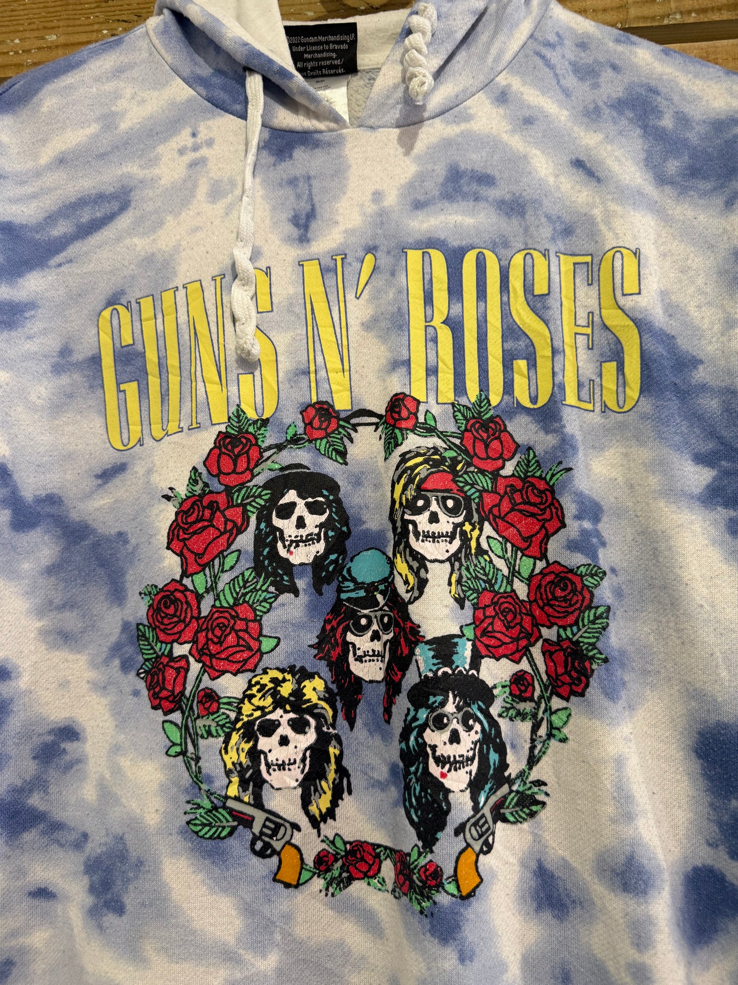 Vintage Y2K Guns and Roses hoodie/ hooded sweater. Blue. Size Small. Band/ music