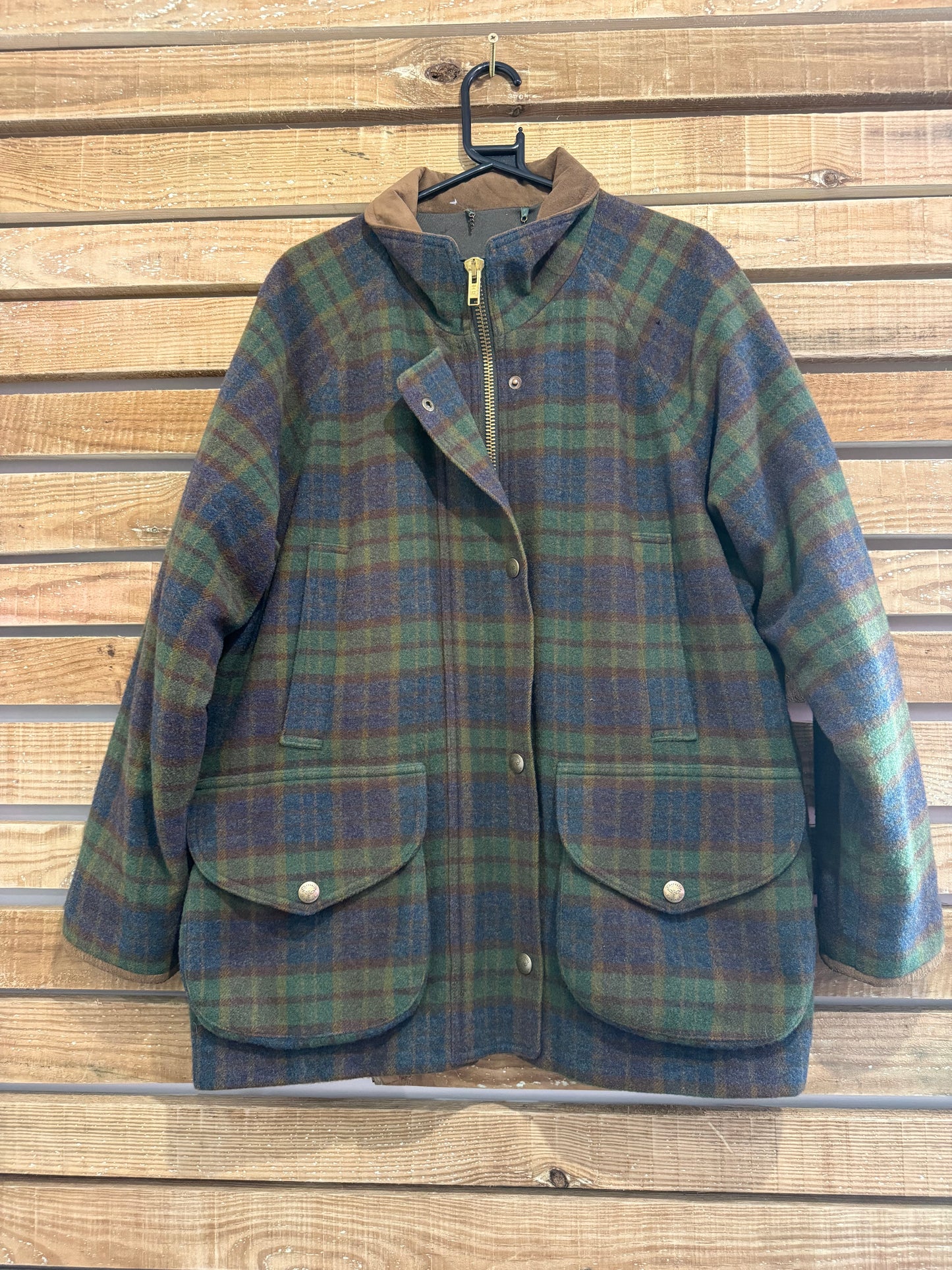 Chrysalis Tweed Wool Field Coat. Outdoors Jacket. Hunting/Country. Green. Size XL