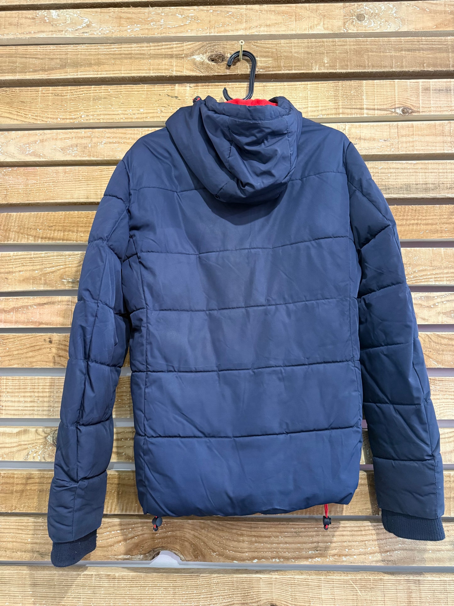 Superdry puffer hooded jacket/ coat. Blue Size XS.