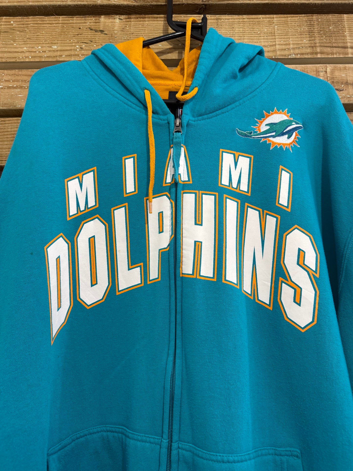 Vintage 90s NFL Miami Dolphins hoodie/ hooded sweater. Blue. Size XXXL.