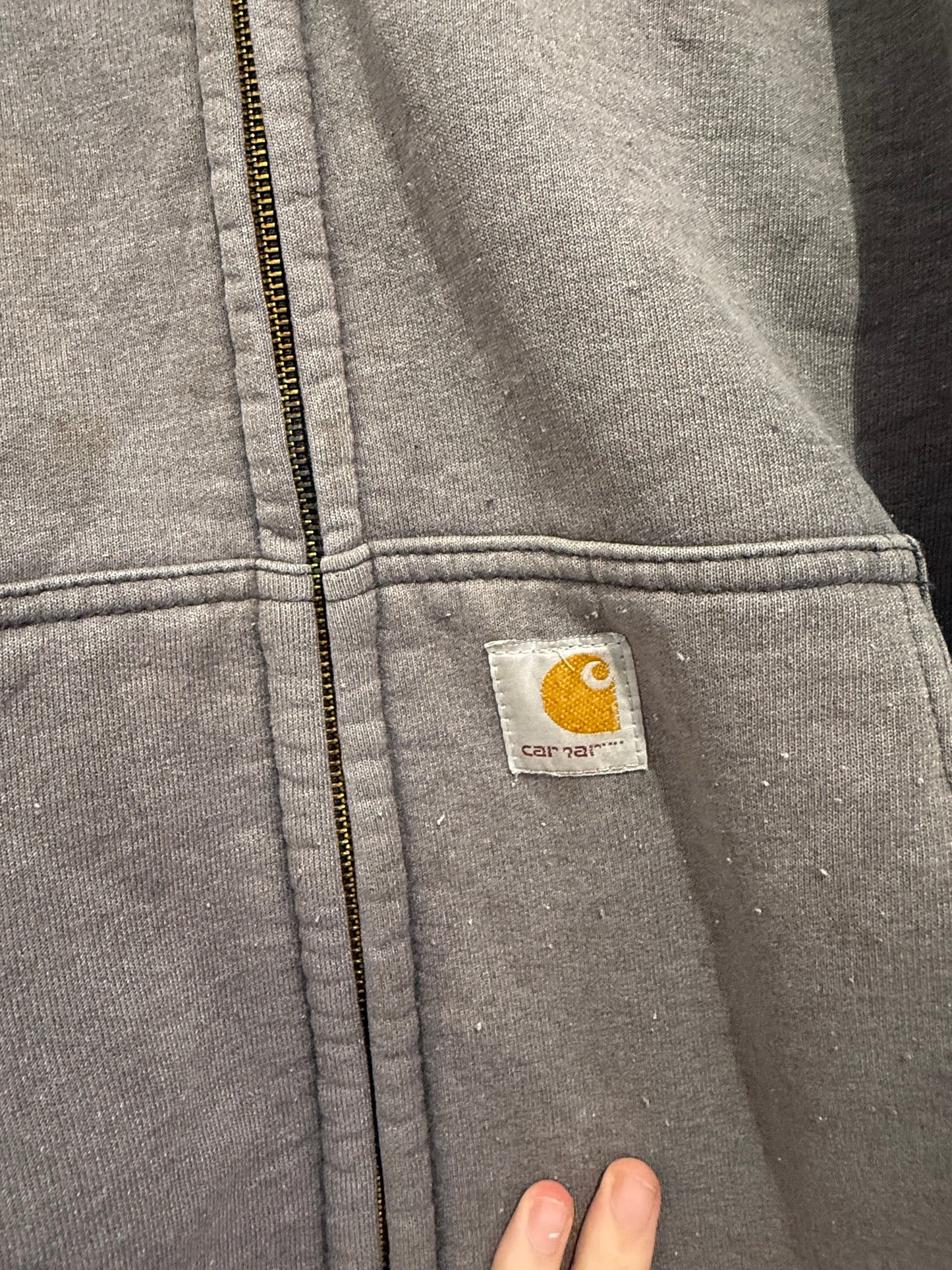Vintage 90s Carhartt hoodie. Hooded jacket. Grey. Size 2XL. Workwear.