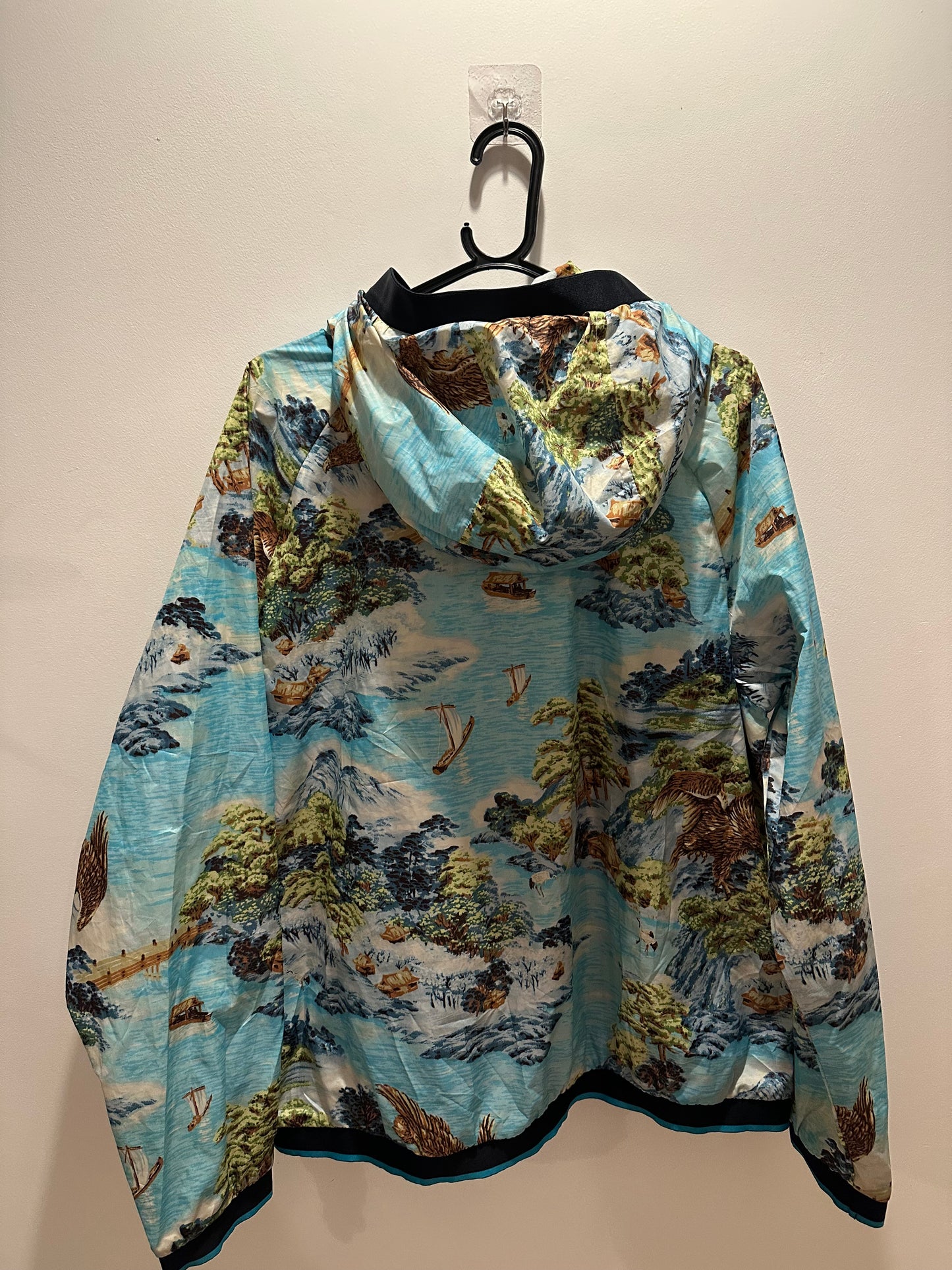 Vintage Y2K Polo Ralph Lauren blue lightweight windbreaker jacket. Hawaiian. Festival. Rare. Size XL