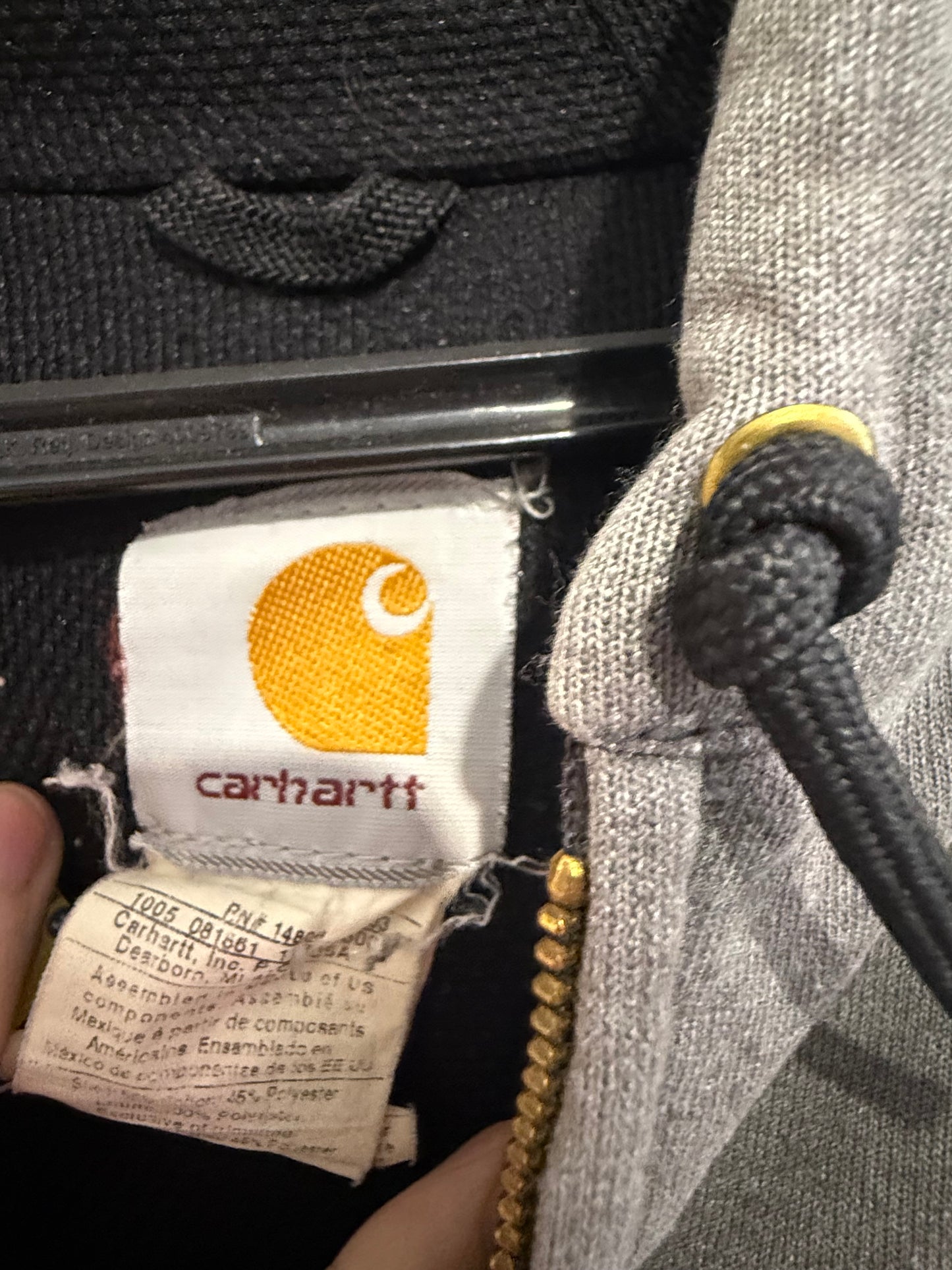Vintage 90s Carhartt hoodie. Hooded jacket. Grey. Size 2XL. Workwear.