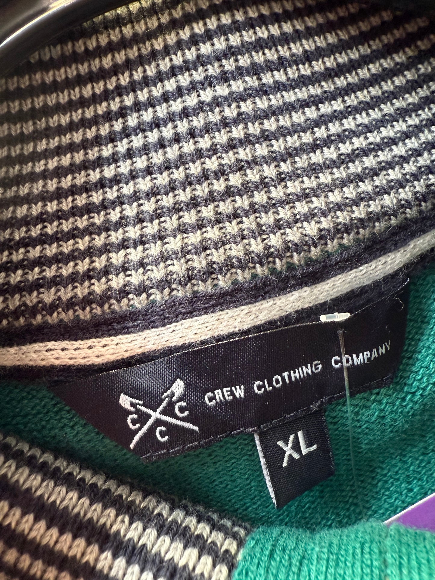 Vintage Y2K Crew Clothing Company 1/4 zip jumper/ sweater. Teal. Size XL