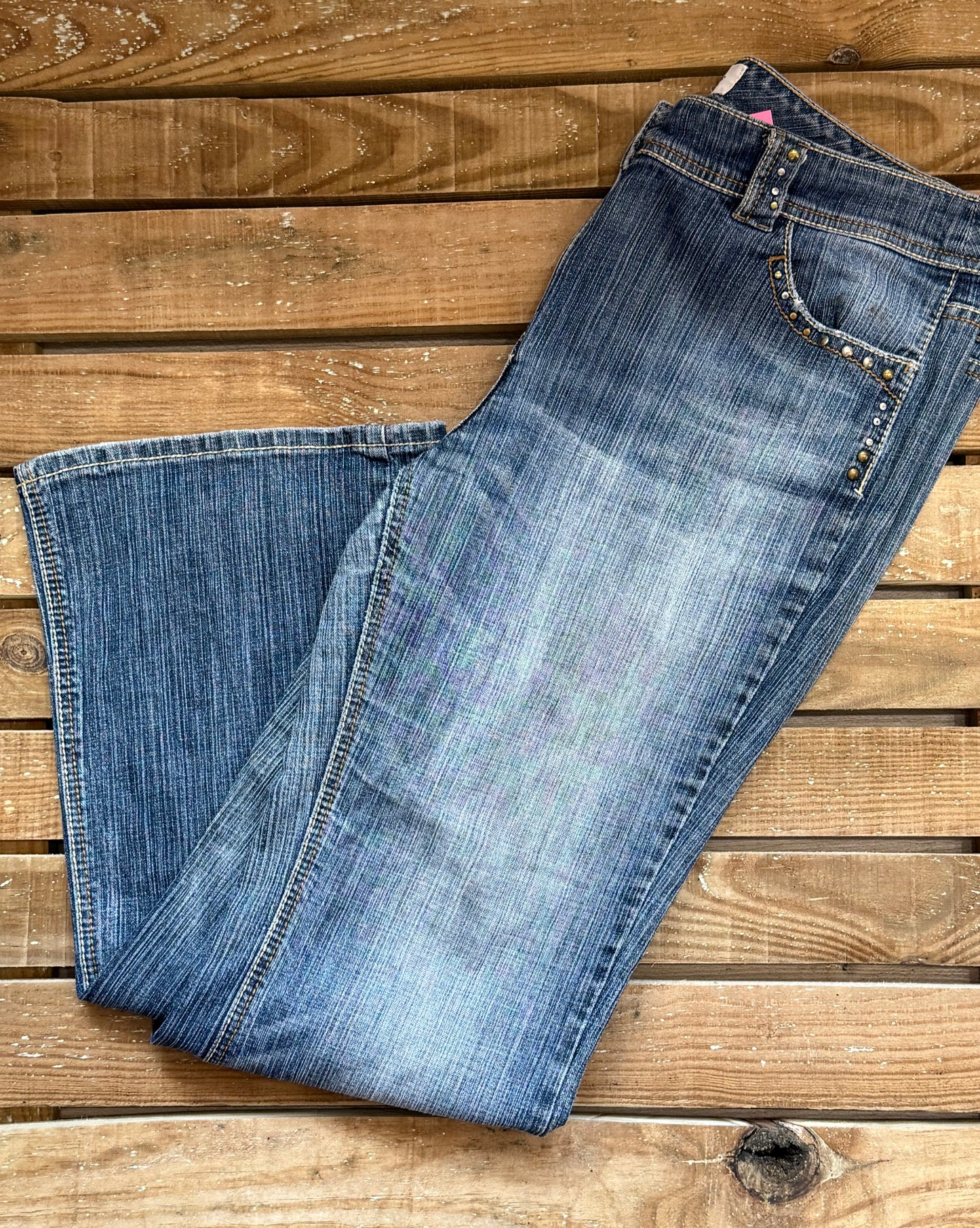 Vintage Y2K Next Jeans. Low rise bootcut. Studded. Waist 38” Size UK18