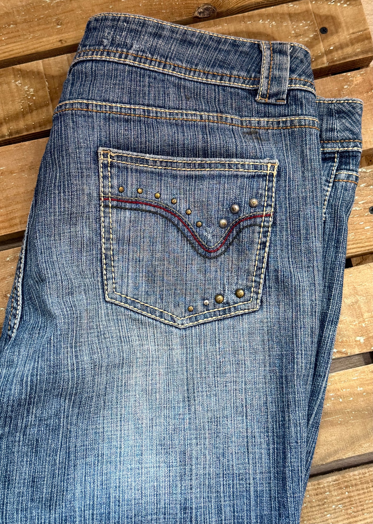 Vintage Y2K Next Jeans. Low rise bootcut. Studded. Waist 38” Size UK18