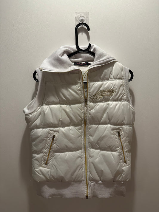 Vintage Y2K RARE Playboy Puffer Gilet. White. Size Medium