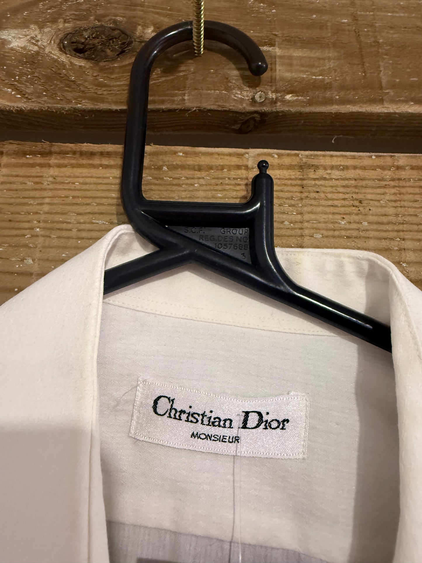 Vintage 80s Christian Dior white pleated dress button up shirt. Size Medium.