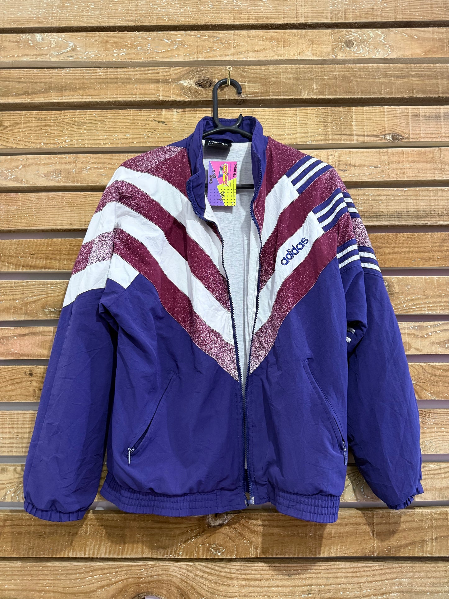 Vintage 80s Adidas RARE zip up windbreaker/ shell track jacket. Size Large. Festival.