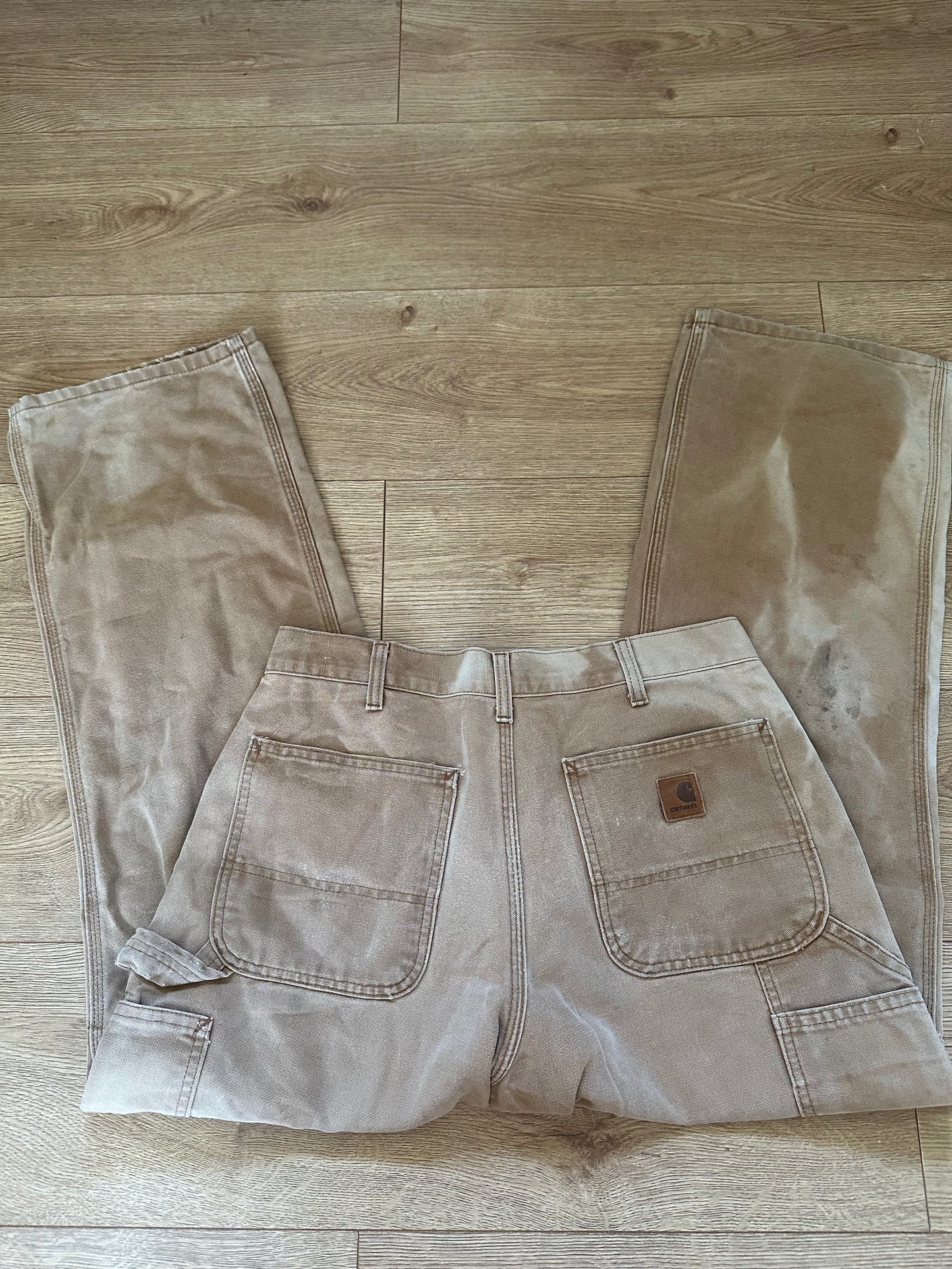Vintage 90s Carhartt Carpenter Beige Trousers/ Pants. Grunge/ Skater. Workwear. Waist: 32” Leg: 30”