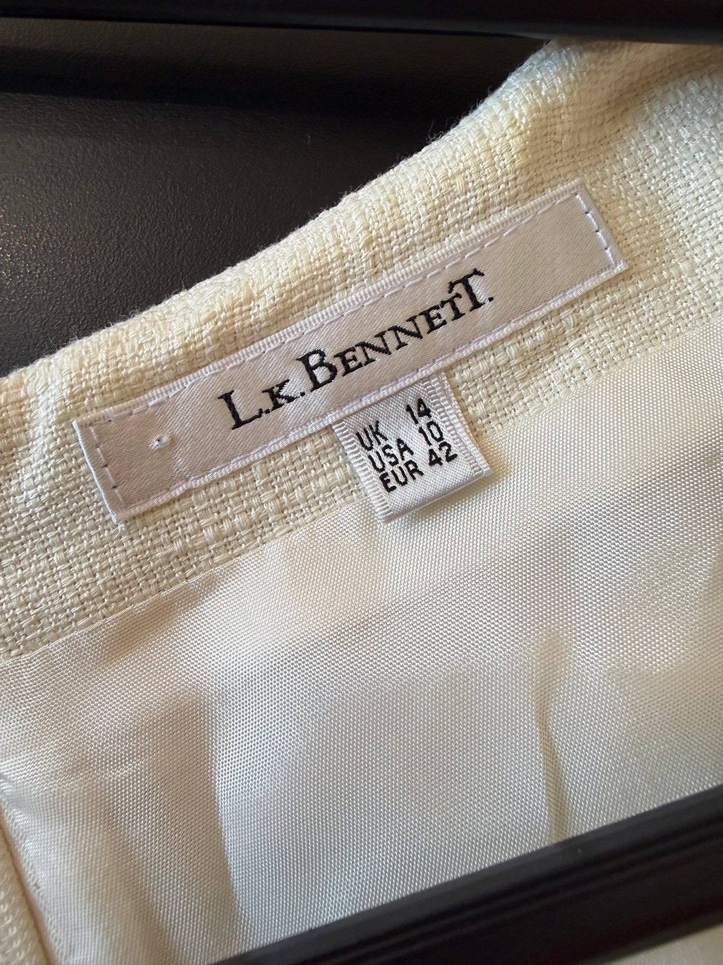 L.K Bennett linen shift dress with belt. Evening/ summer/ office/ wedding. Size 14