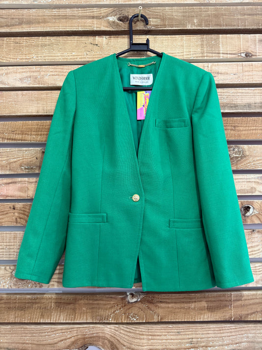 Vintage 80s Windsmoor green button up jacket. Size 12.