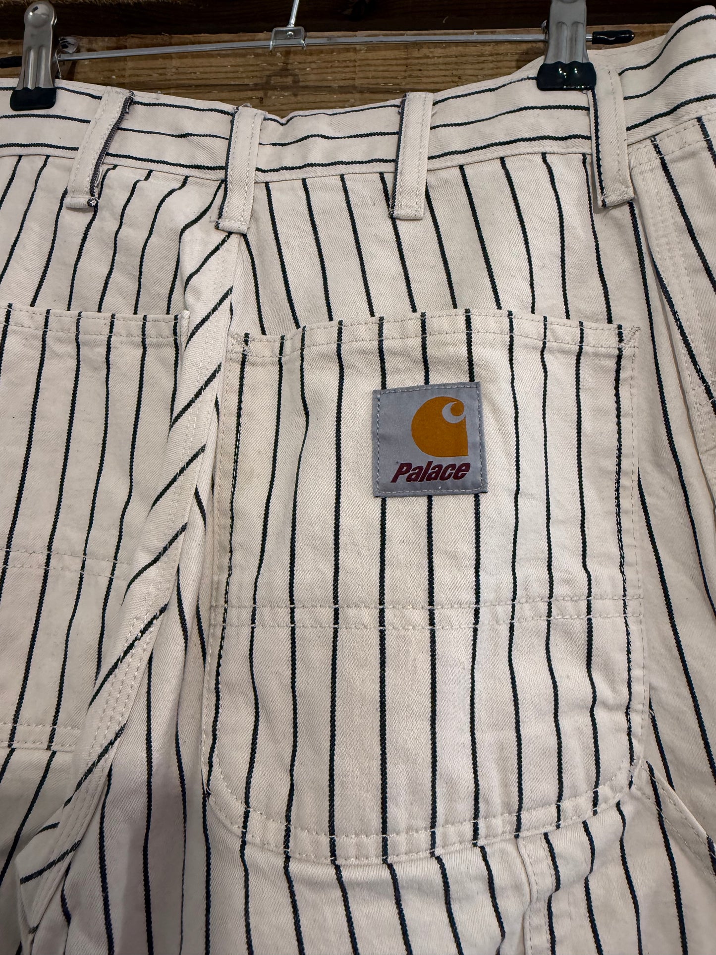 Palace x Carhartt Carpenter pants. Double knee. Michigan pinstripe trousers. 26” waist. 30.5” inside leg.