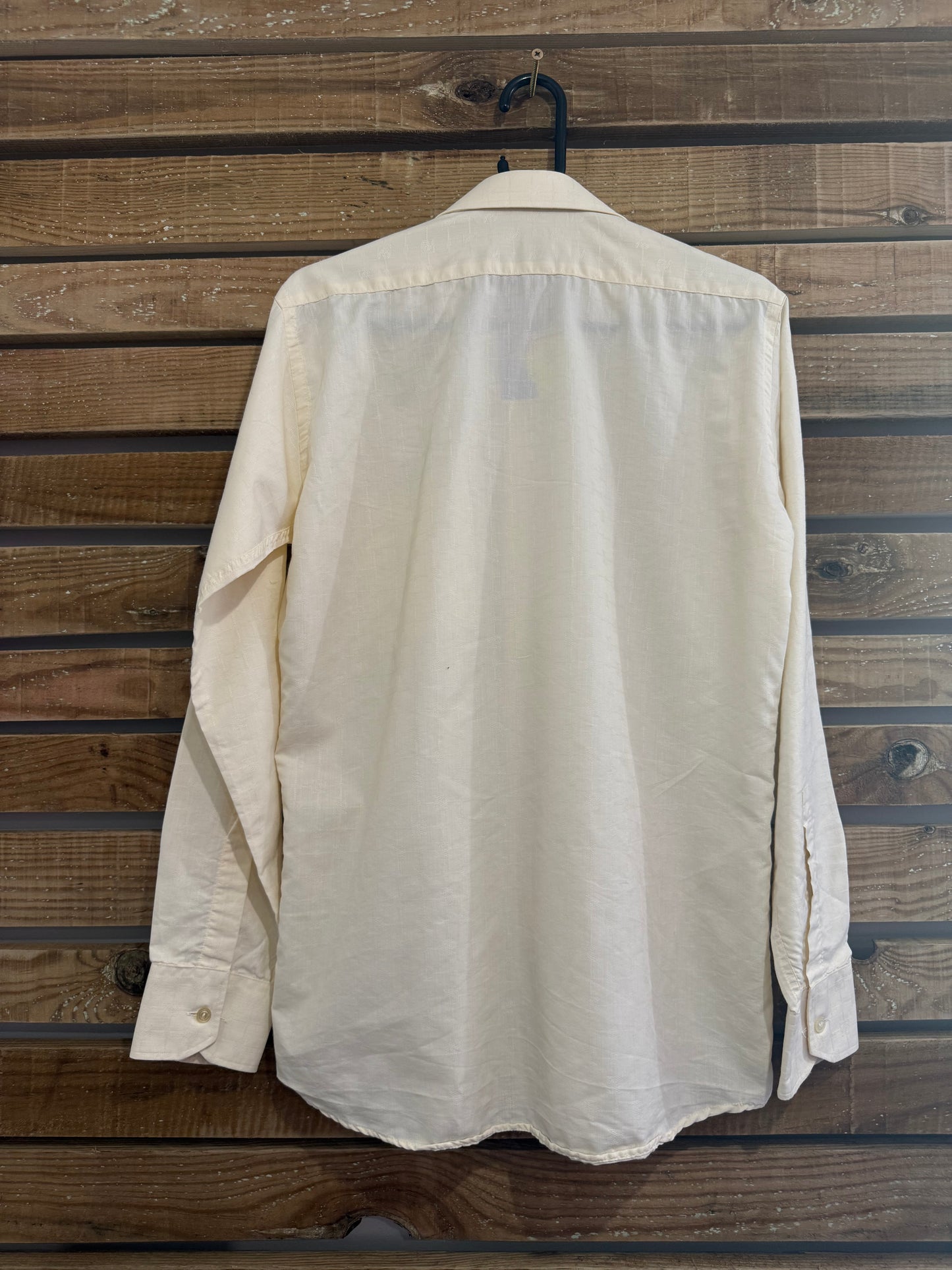 Vintage 80s Pierre Cardin cream monogram patterned button up shirt. Size Medium.