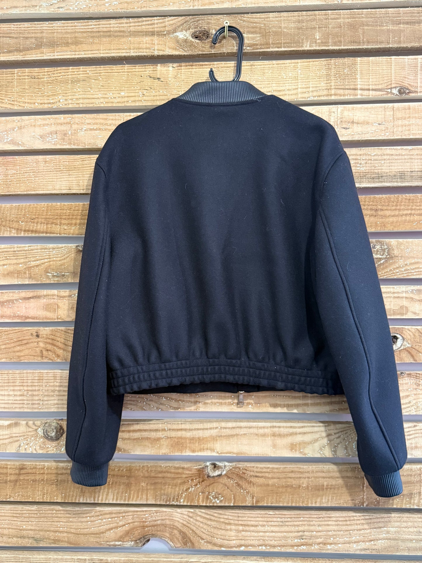 Massimo Dutti wool bomber jacket. Black. Size Large.