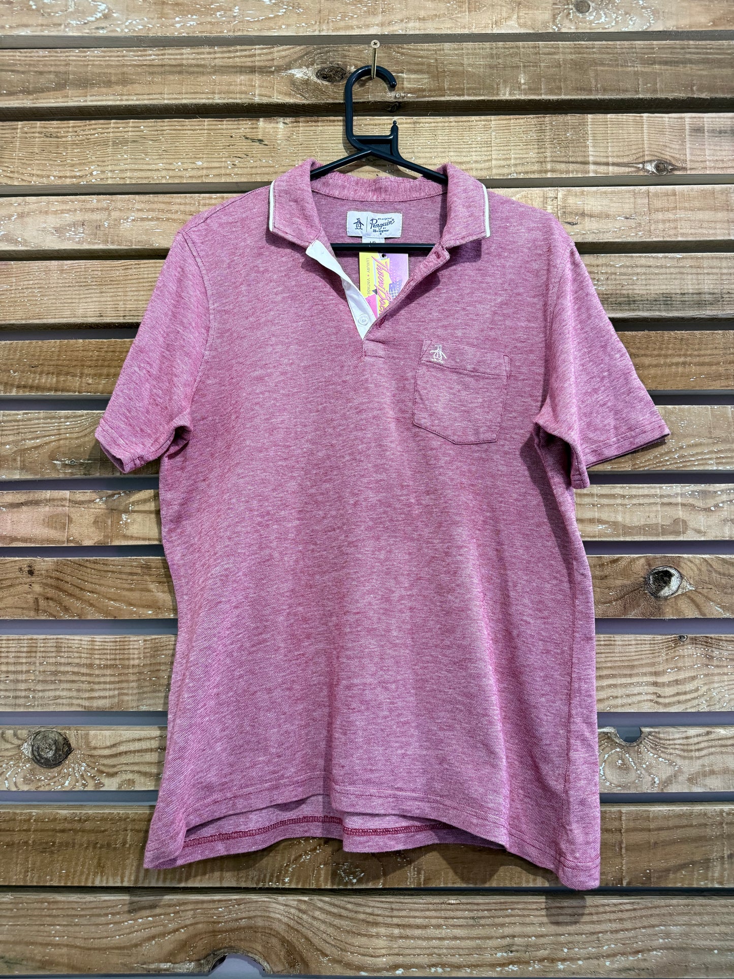 Penguin polo shirt. Red. Size Large.