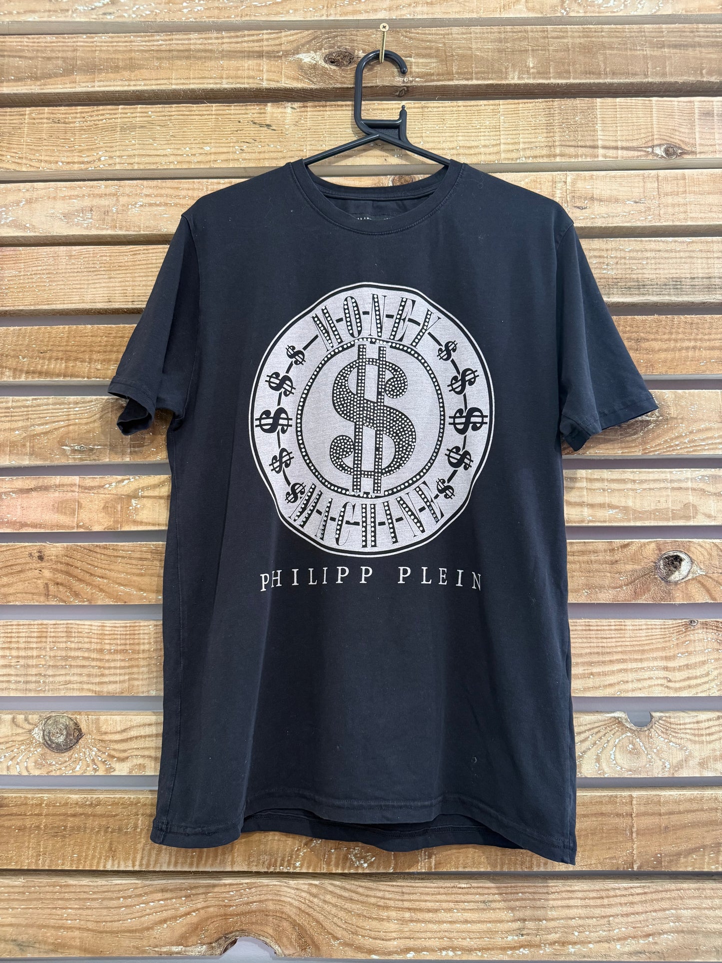 Phillip Plein Money Machine dollar print T-shirt. Diamanté. Size XL
