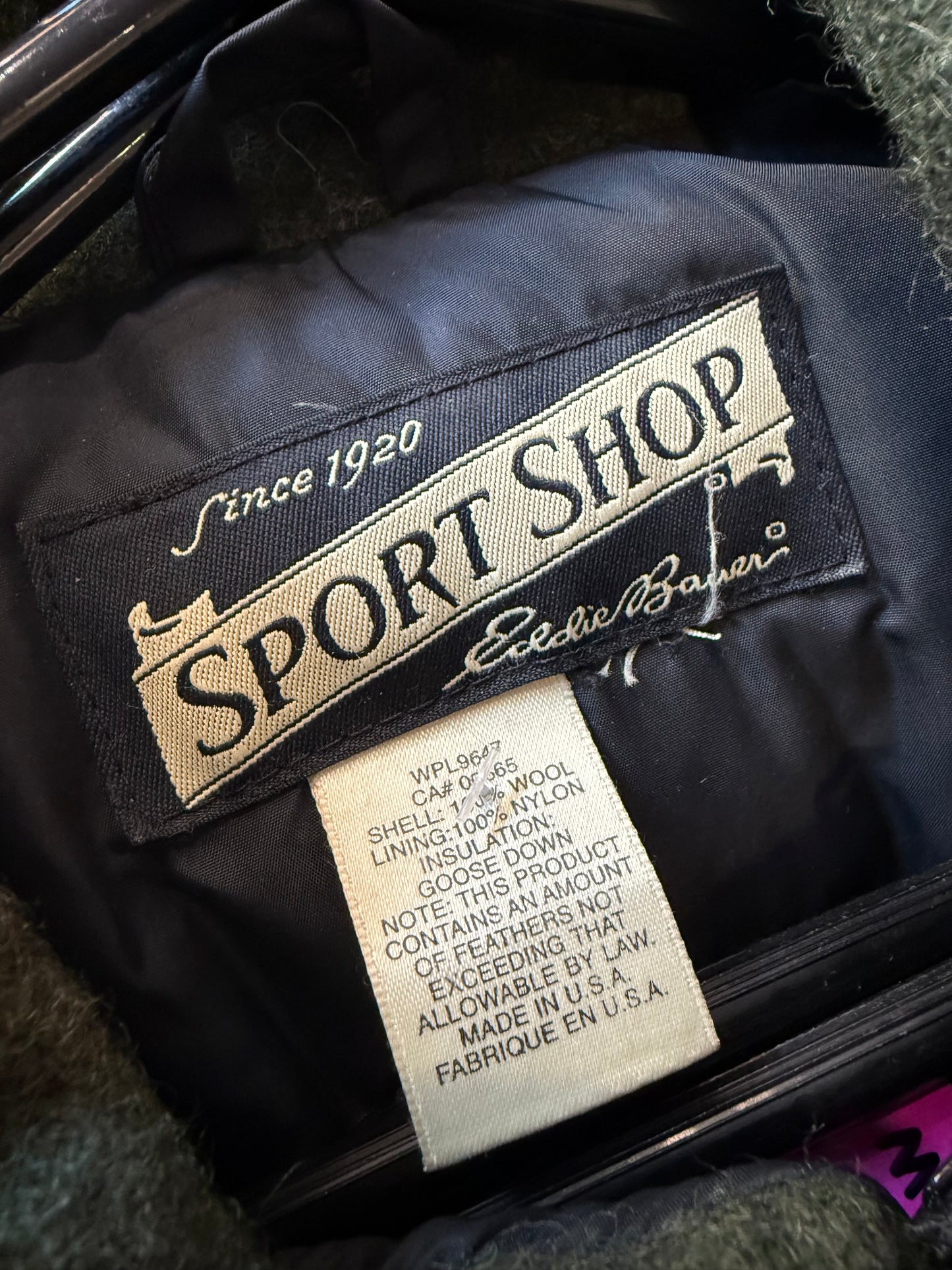 Vintage 90s Eddie Bauer Mackinaw hunting jacket. Wool & Goose Down. Green. Size XL