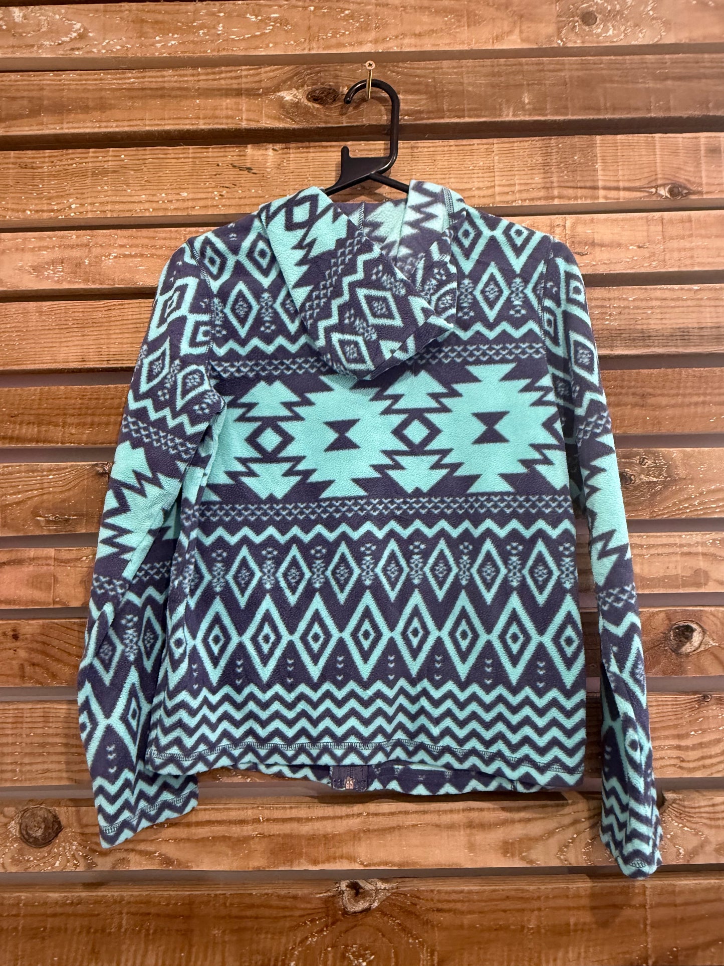 Vintage 90s old navy festive snowflake print zip up fleece jacket. Christmas. Size small.