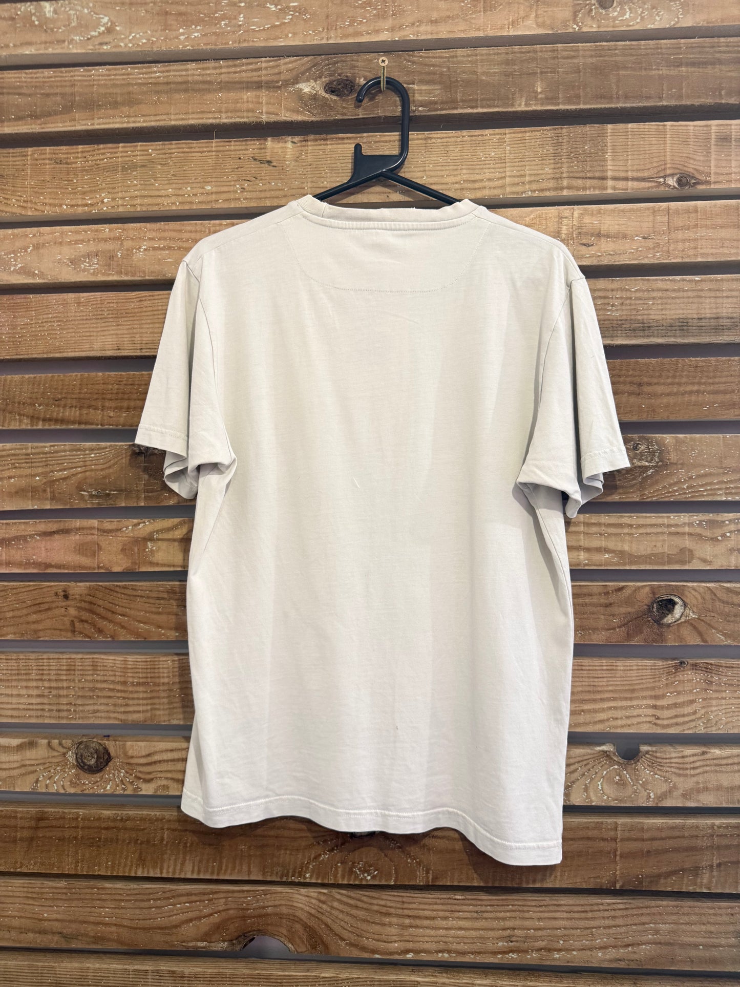 Vintage 90s Moschino peace logo embroidered T-shirt. Size Large. Rave