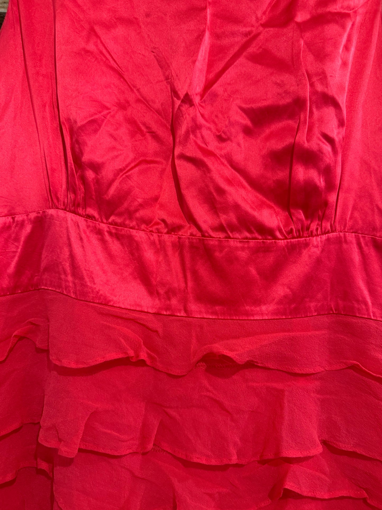 Vintage Y2K Monsoon ruffled evening dress. Red. Prom/ summer. UK10