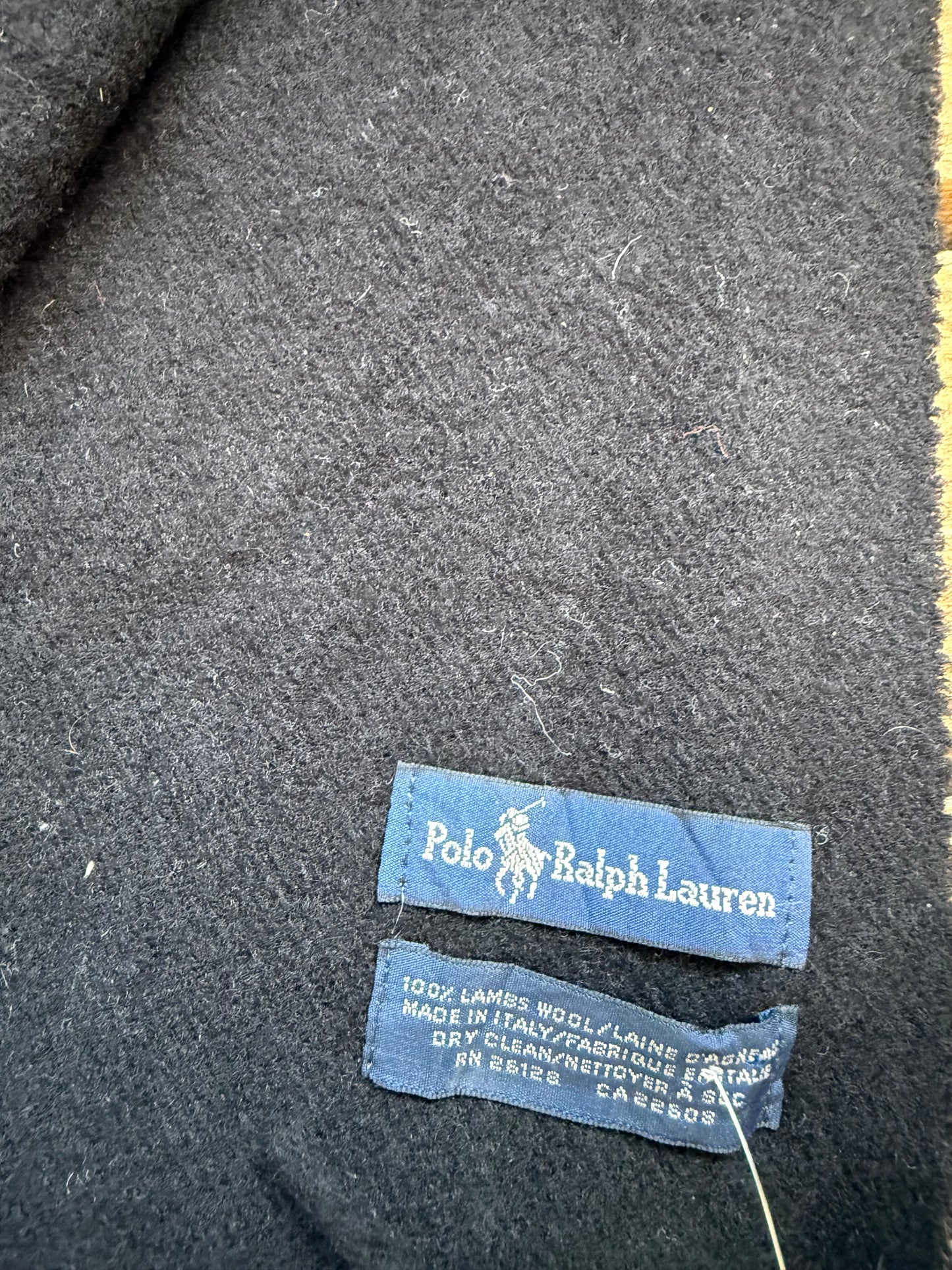 Vintage 90s Ralph Lauren pony logo lambswool Scarf. Black