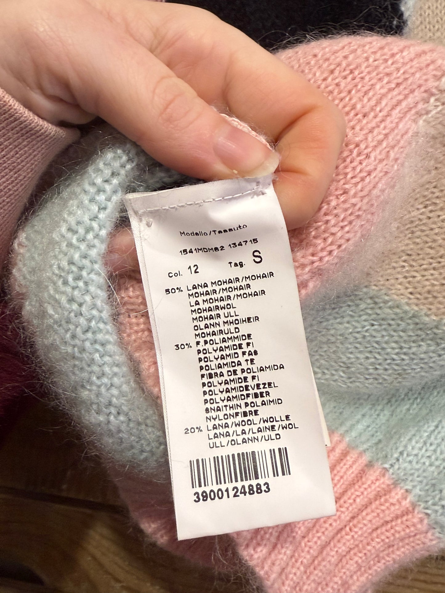 MSGM argyle mohair & wool pattern jumper. Pink. Size Small.