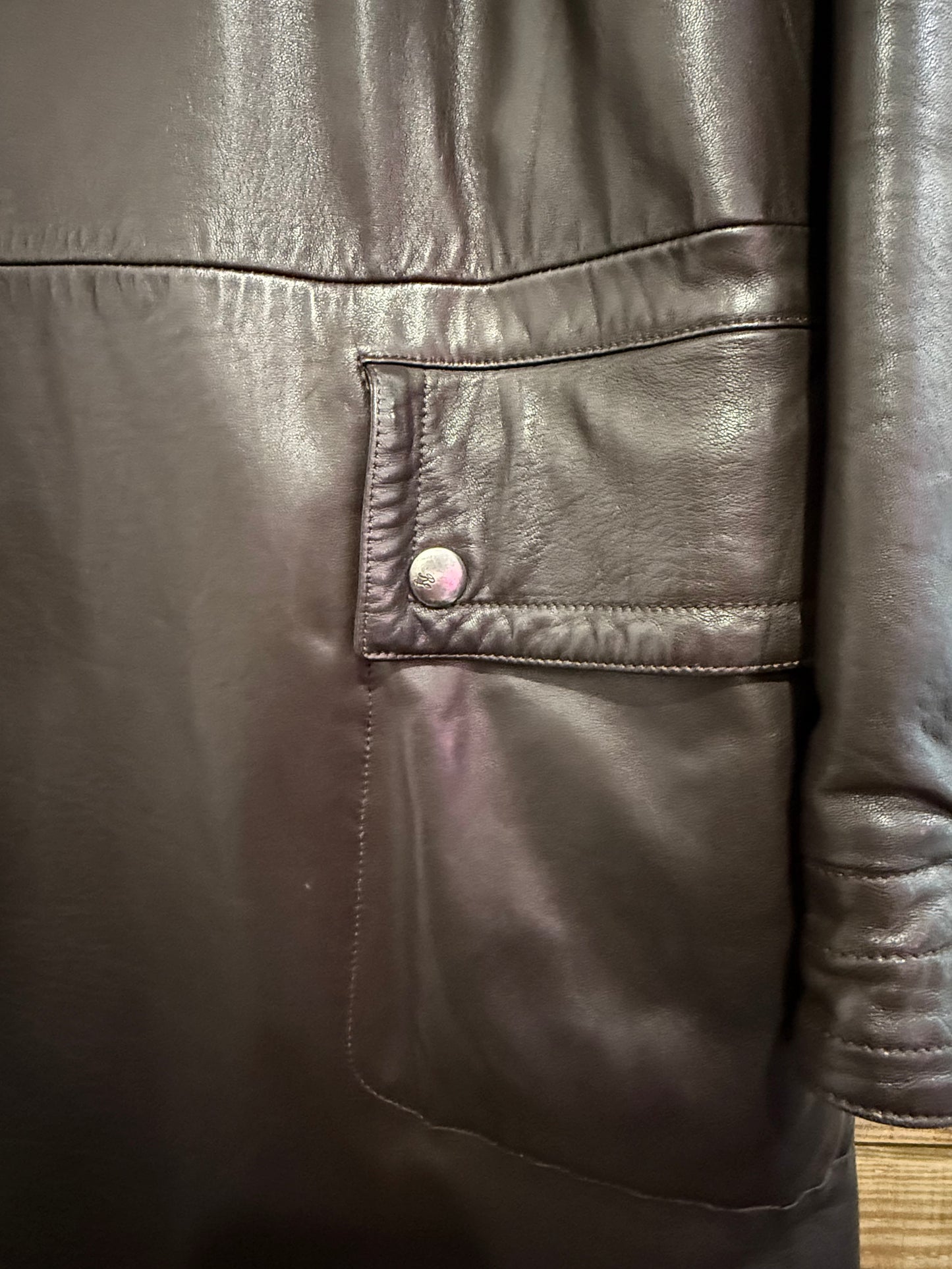 Vintage Y2K RARE Ralph Lauren purple label lambskin leather jacket. Trench/ mac. Brown. Size Medium.