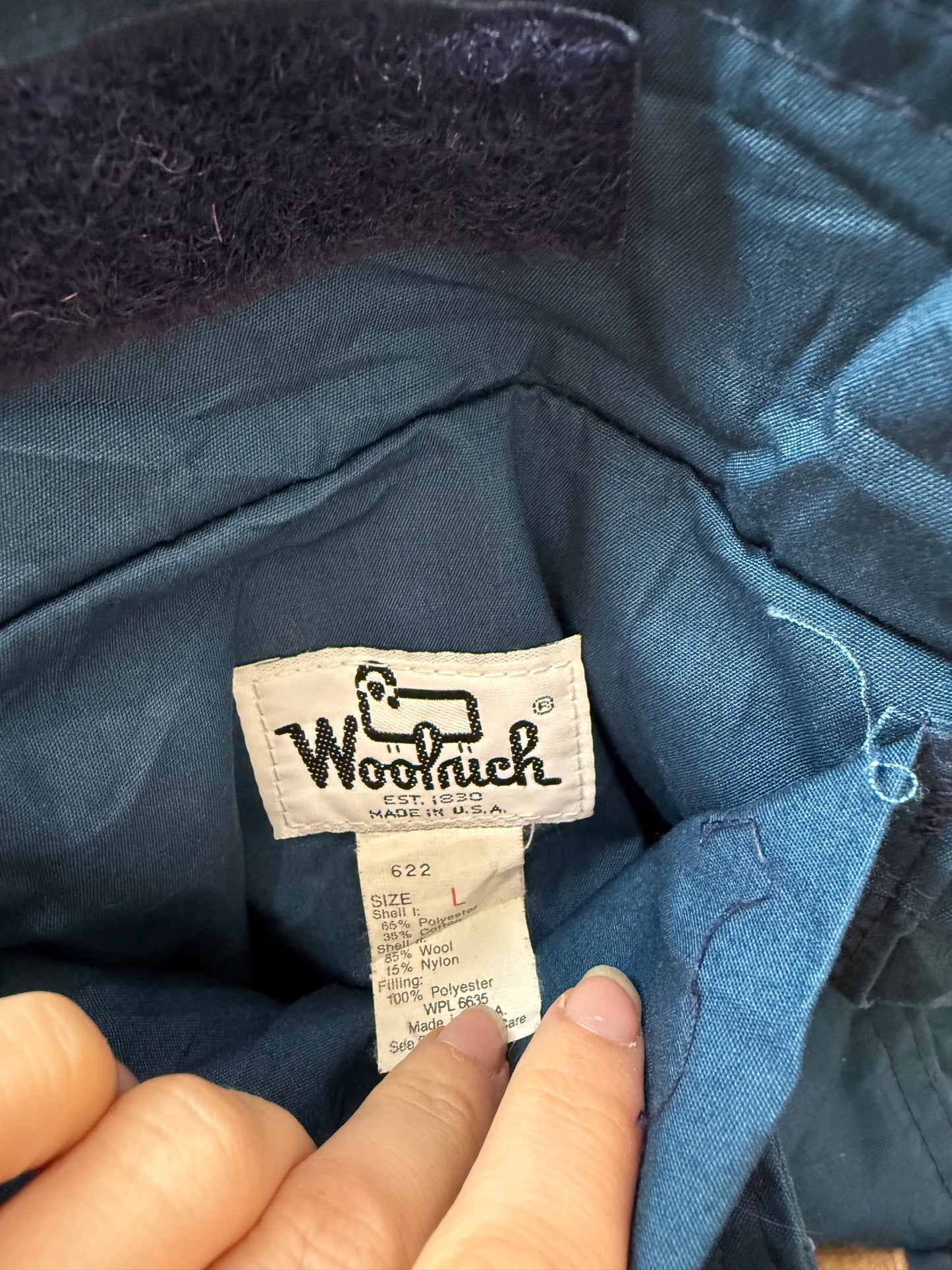 Vintage 80s Woolrich reversible checked wool/ waterproof gilet/ sleeveless jacket. Size Large. Workwear.
