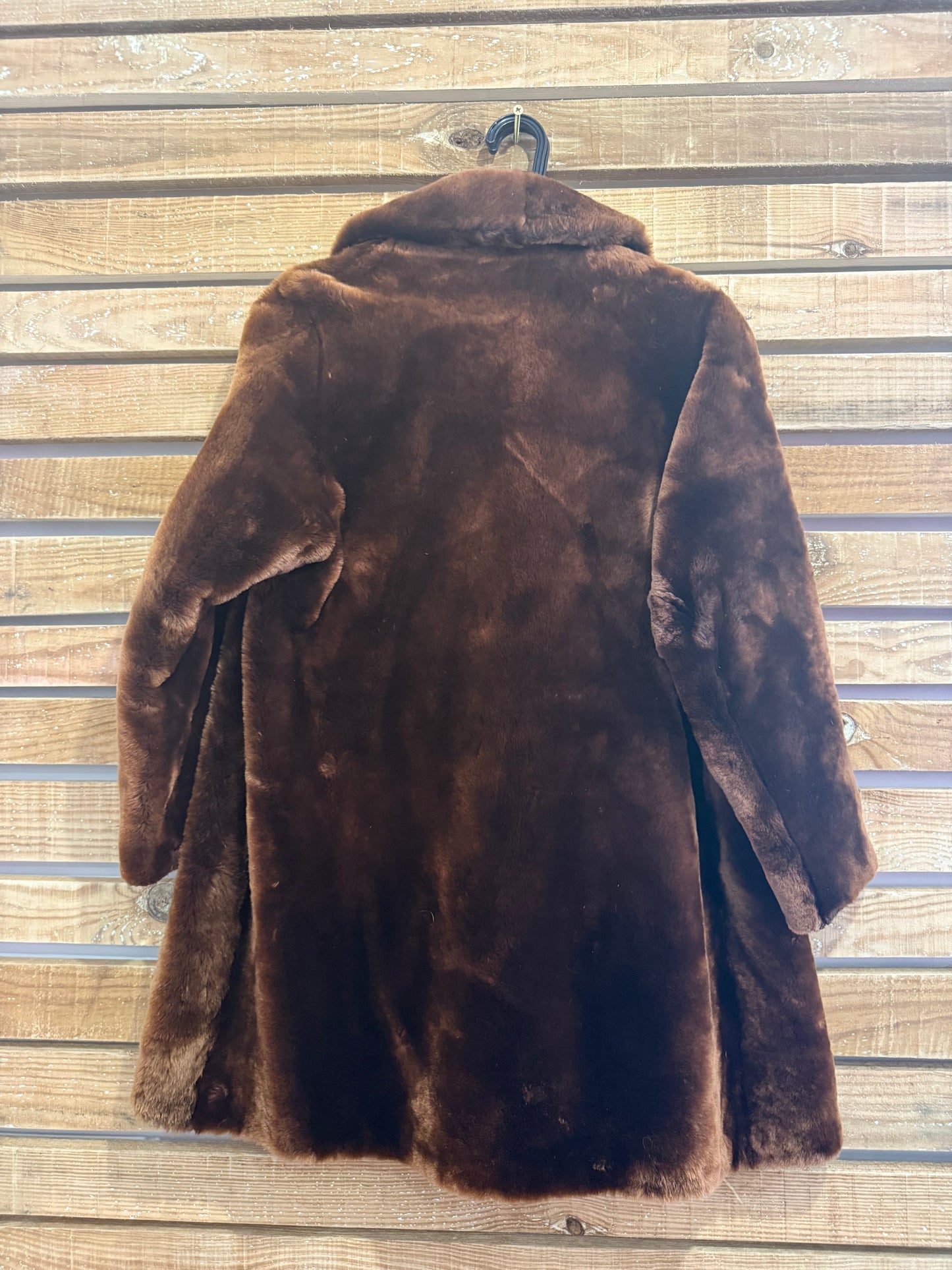 Vintage Pannofix Lambskin Fur Coat Brown. UK14. Teddy Bear