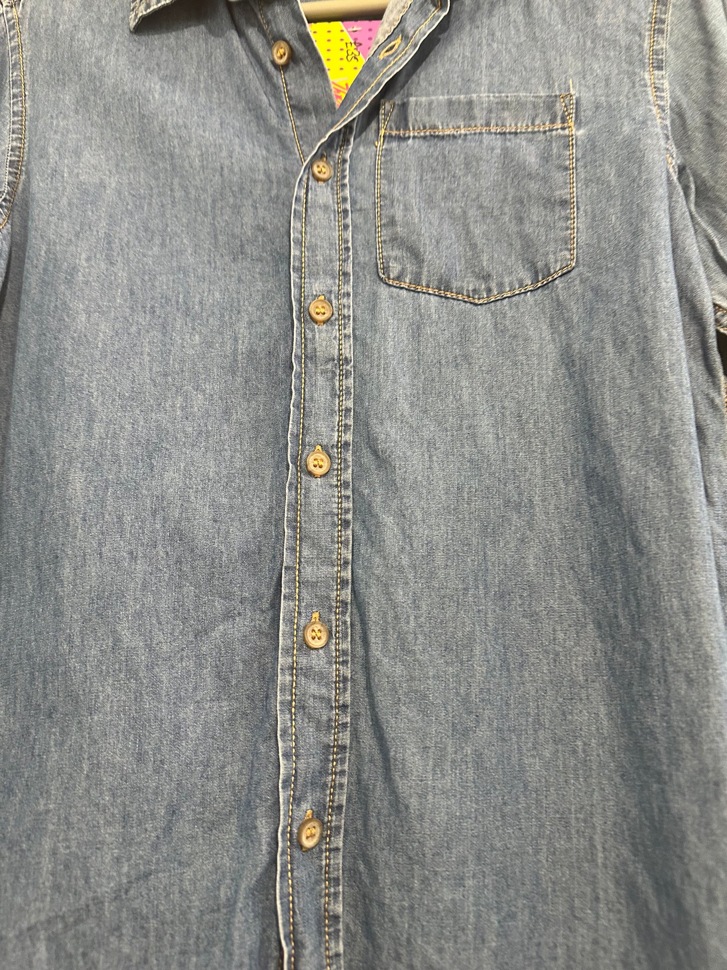 Vintage 90s United Colours of Benetton denim blue shirt. Size XS.