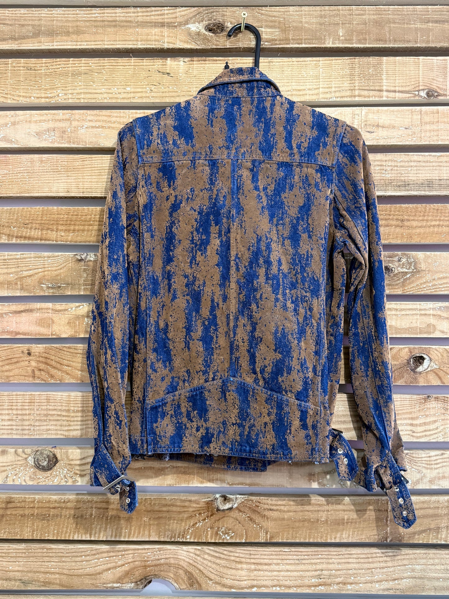 Vintage Y2K denim biker denim jacket. Size small. Festival/ grunge.