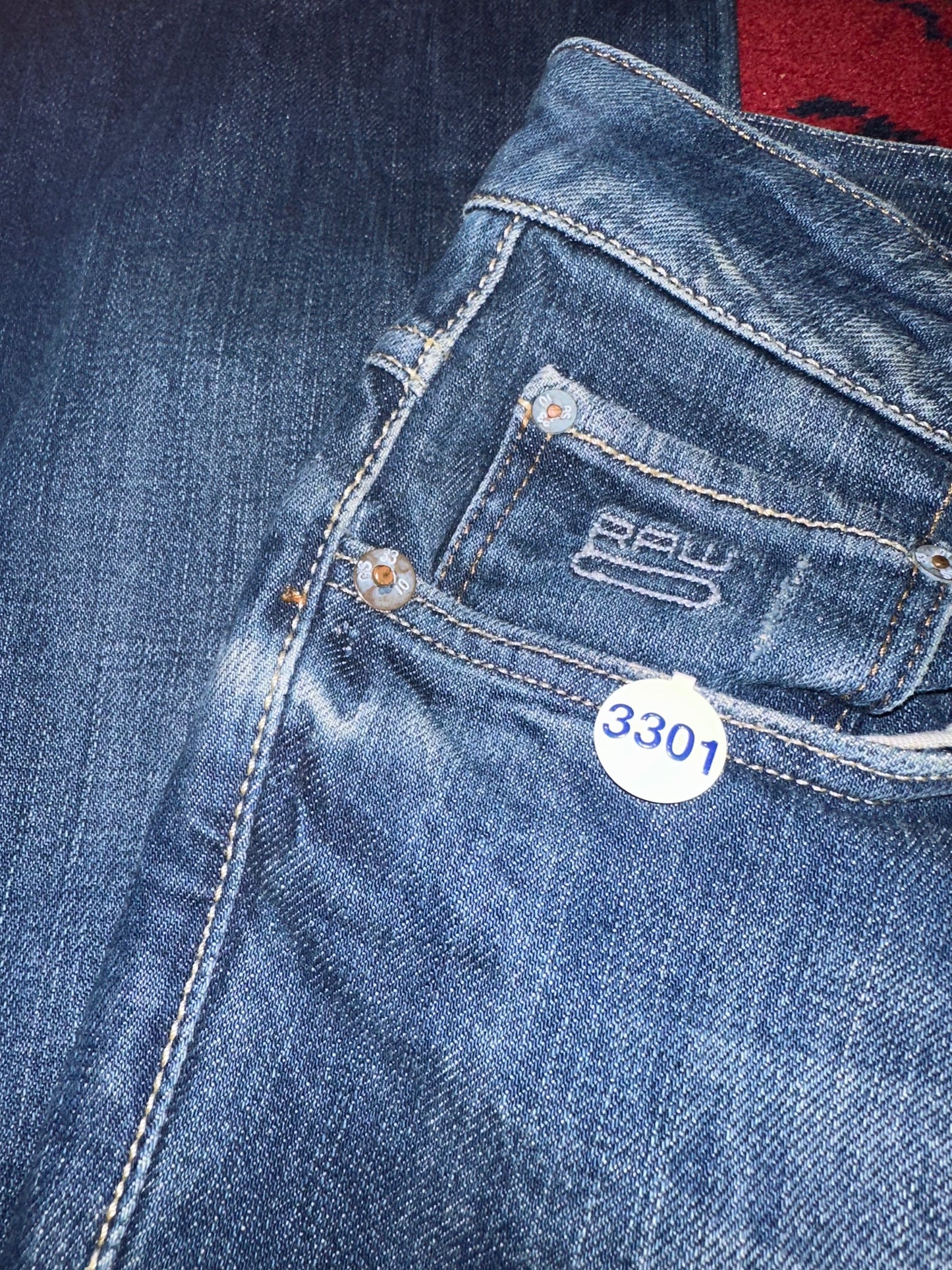 Vintage Y2K G-Star Raw 3301 Jeans. Blue. 30 waist” 30” leg.