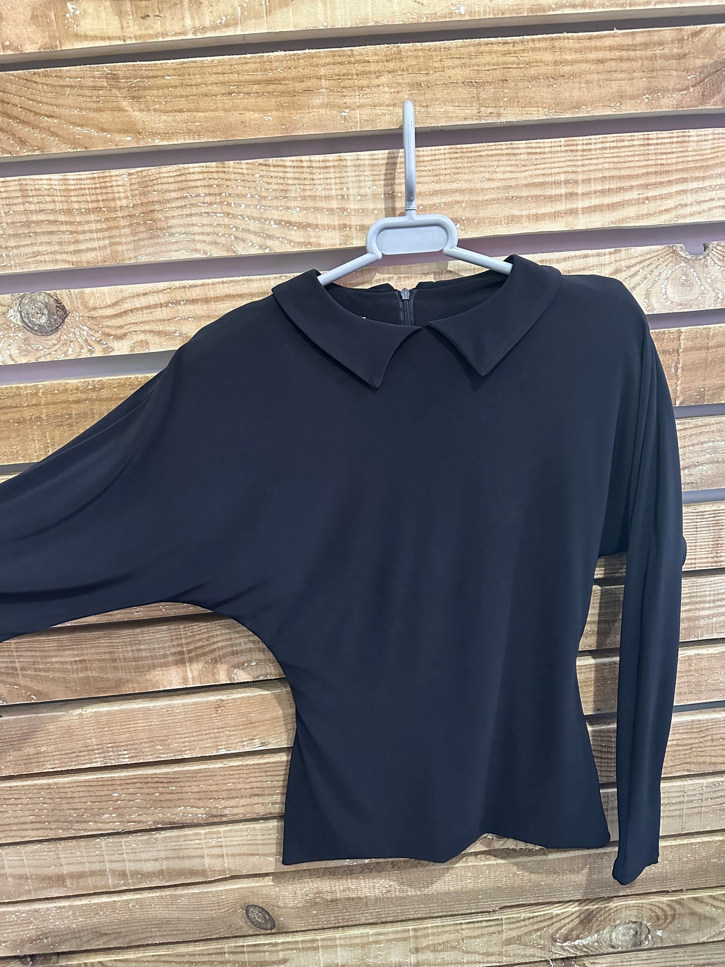 Gail Berry black long sleeved collared top. Goth. Size small.