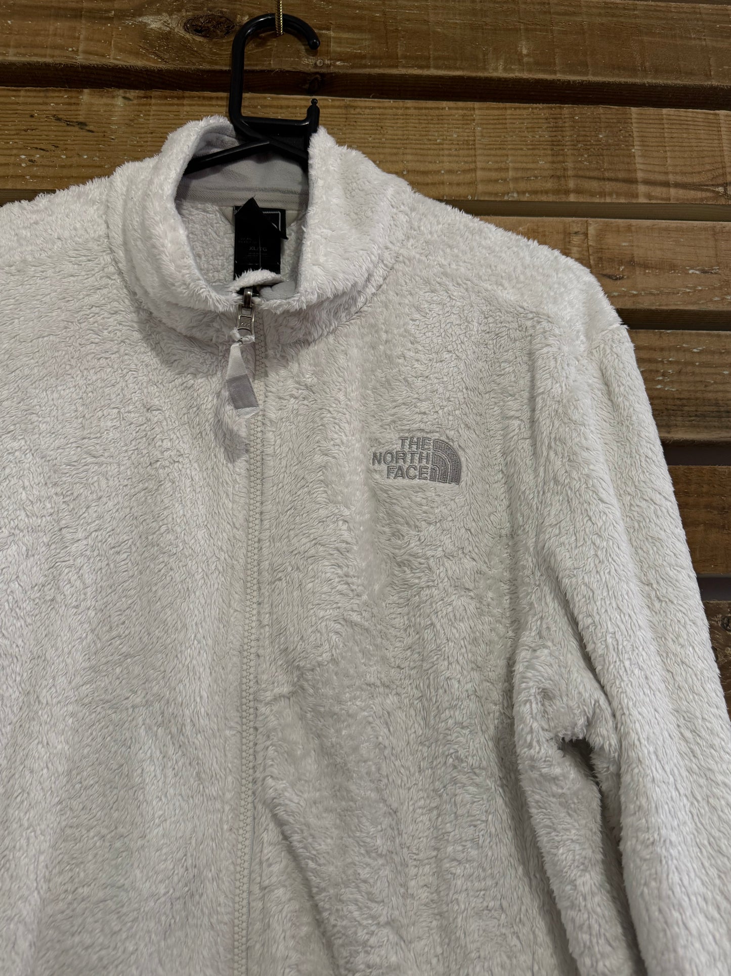 Vintage 90s The North Face teddy Borg fleece Jacket. White. Size XL.