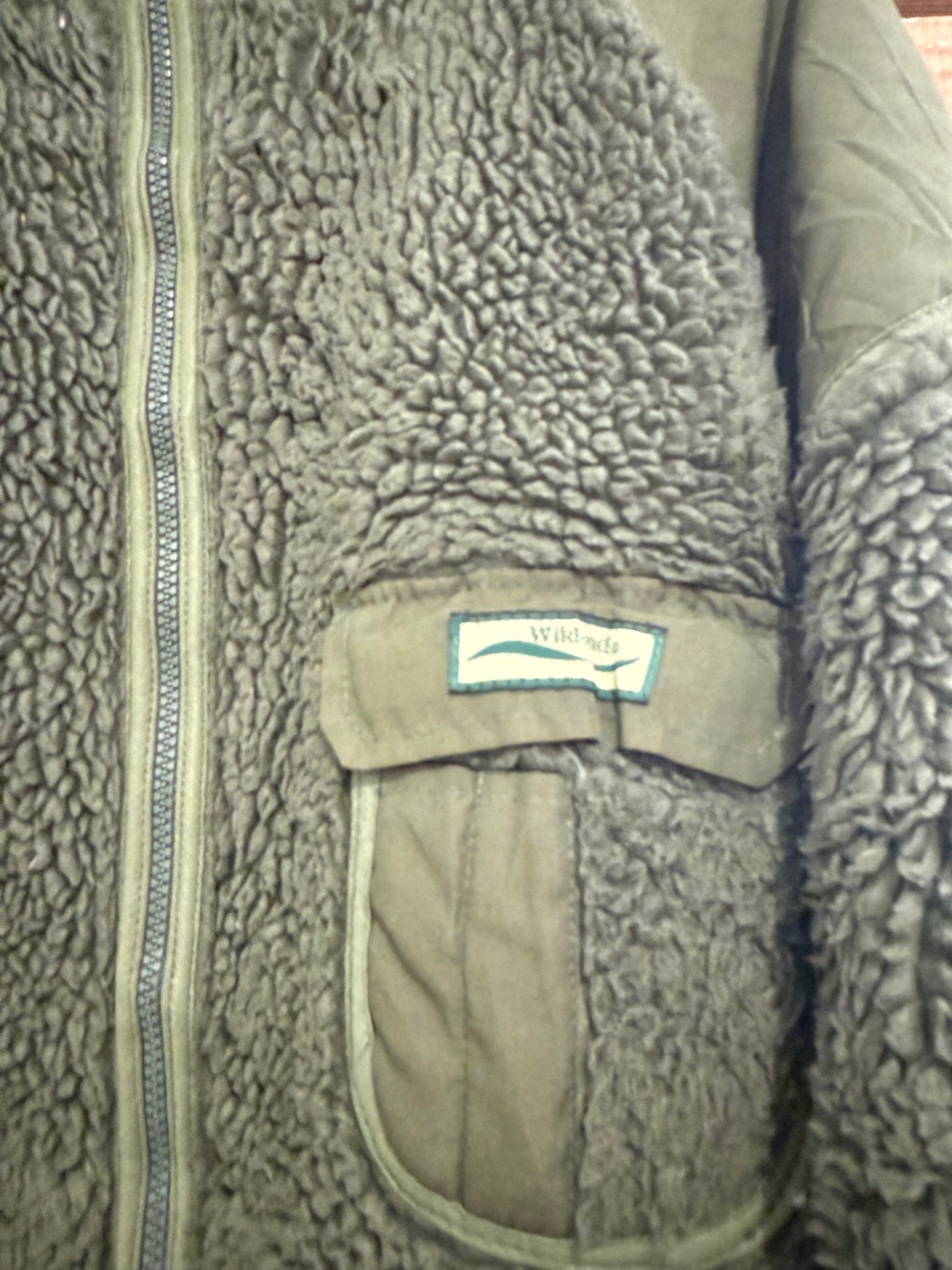 Vintage 90s Khaki green zip up fleece jacket. Fishing/ outdoors. Size XL