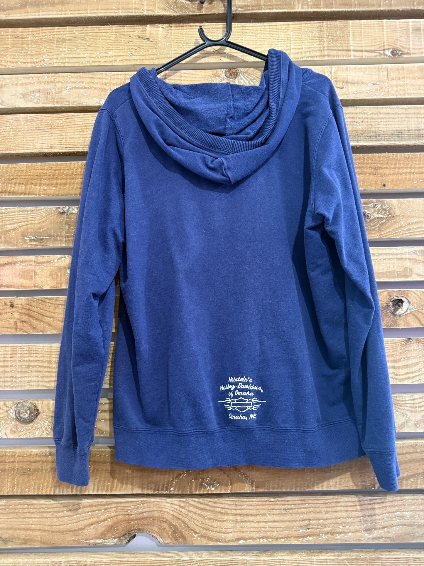 Vintage Y2K Harley-Davidson motorbike Spell-out hoodie. Hooded sweater. Navy. Size XL.