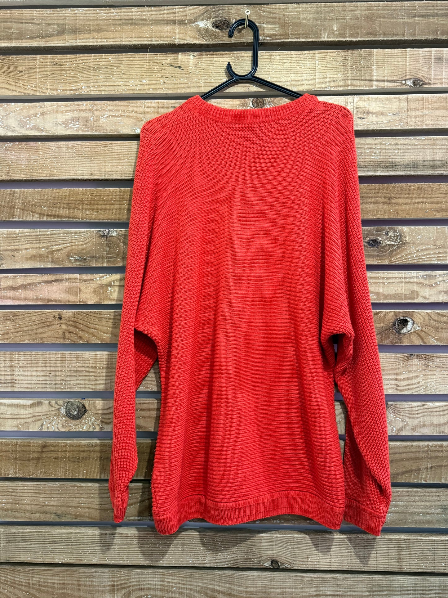 Vintage 90s Carlo Colucci Knit Red Cable Knit Jumper. Size XL