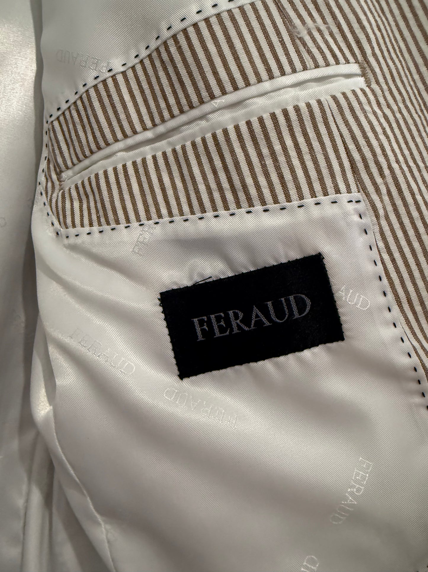 Vintage 90s Feraud pinstripe cotton Blazer/Jacket. Size 42” chest, Medium. Henley/ Polo/ Summer/wedding