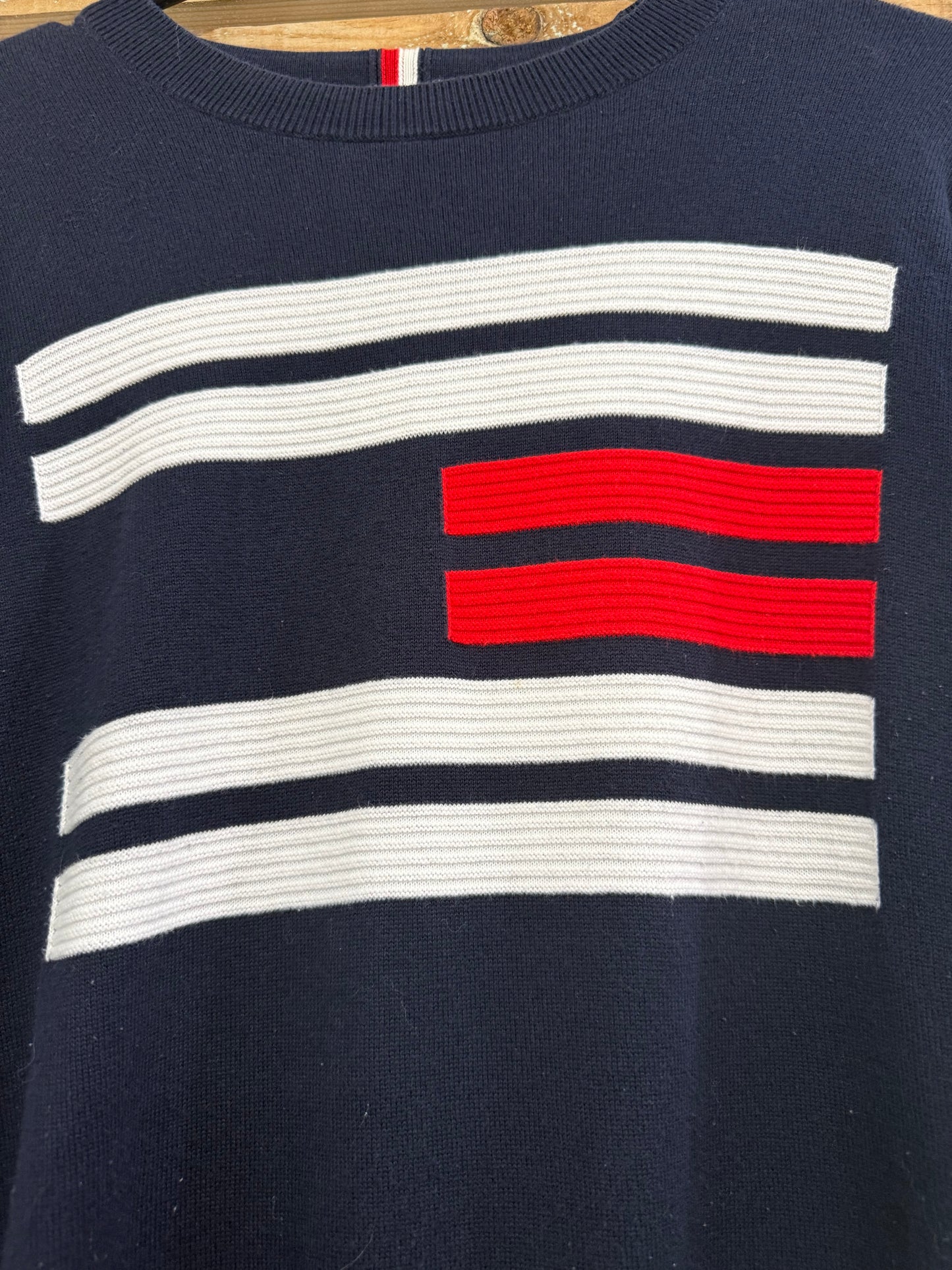 Vintage 90s Tommy Hilfiger Flag jumper/ sweater. Red. Size Small.