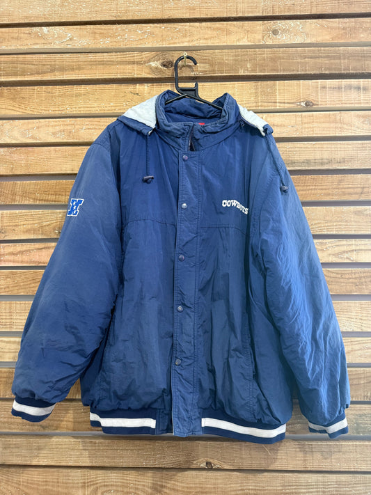 Vintage 90s Dallas Cowboys NFL Reebok pro line hooded sports waterproof coat/jacket. Size XL