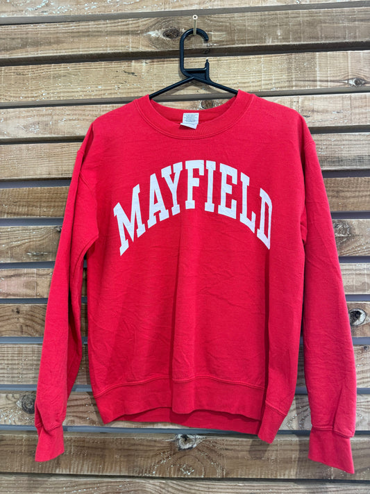 Vintage 90s mayfield university spell-out sweater/ sweatshirt. USA. Size Small.